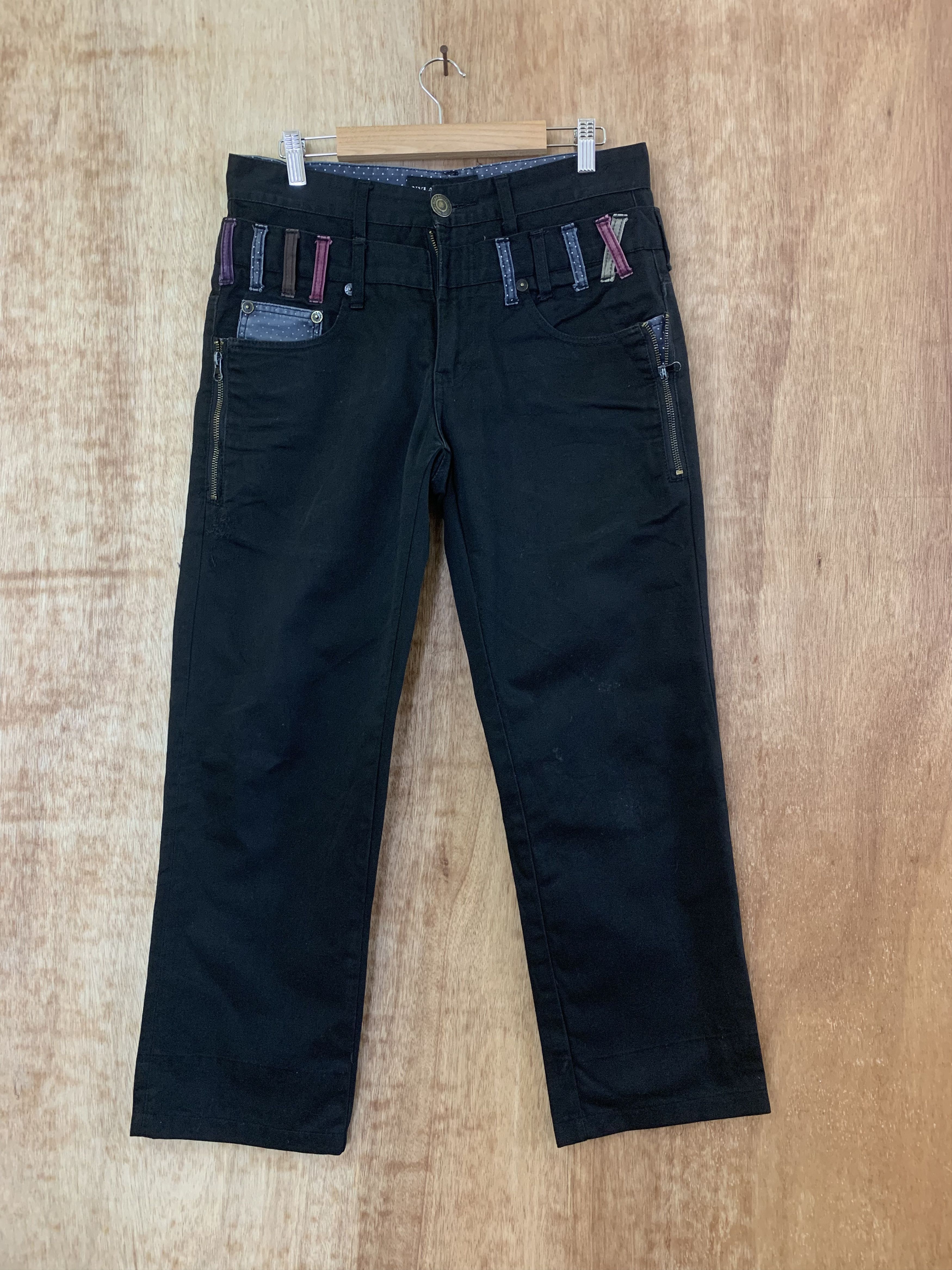 Japanese Brand Double Waist Pants Black Nylaus Jeans Vintage Streetwear Size US 30 / EU 46 - 1 Thumbnail