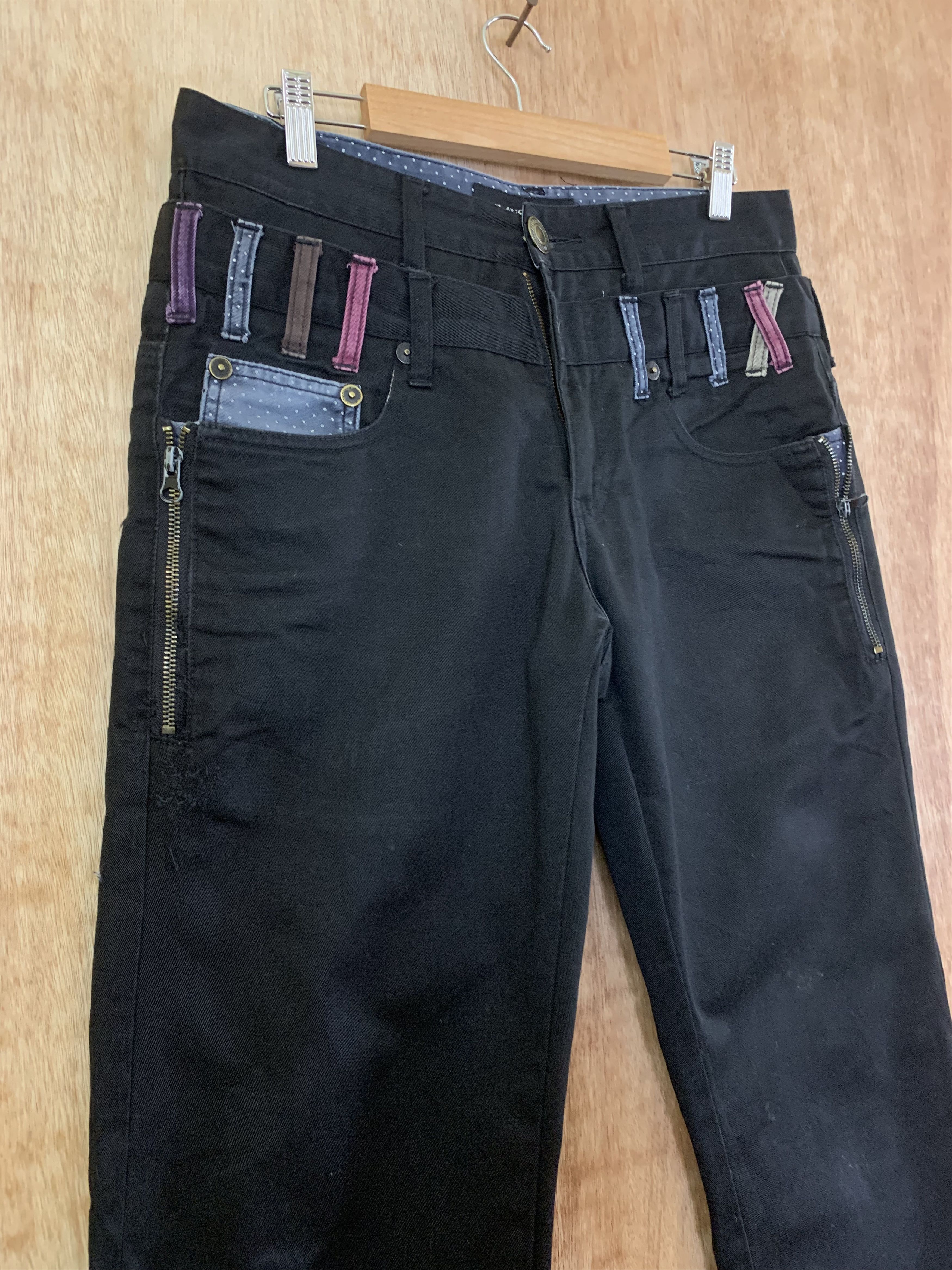 Japanese Brand Double Waist Pants Black Nylaus Jeans Vintage Streetwear Size US 30 / EU 46 - 6 Thumbnail