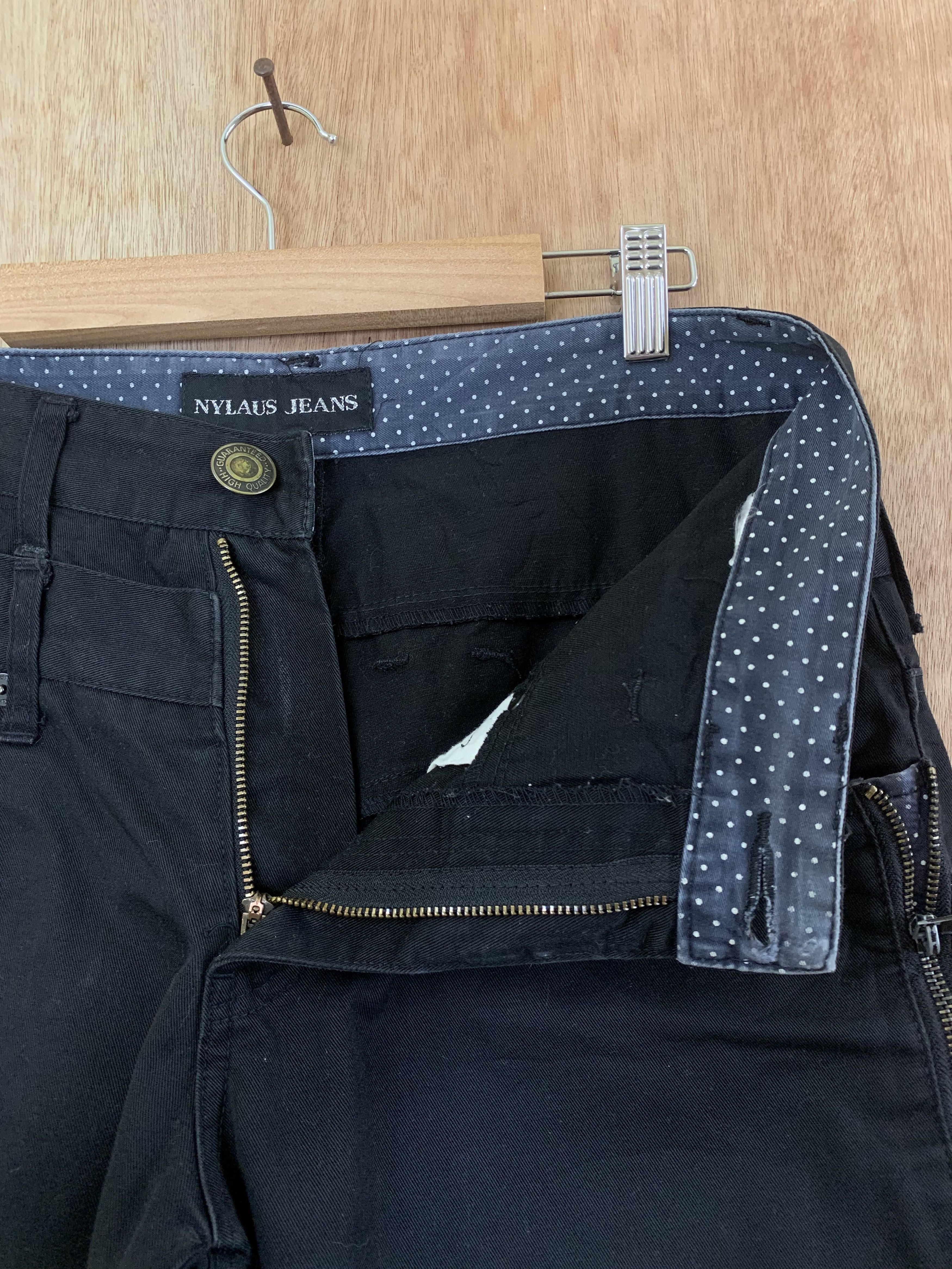 Japanese Brand Double Waist Pants Black Nylaus Jeans Vintage Streetwear Size US 30 / EU 46 - 7 Thumbnail