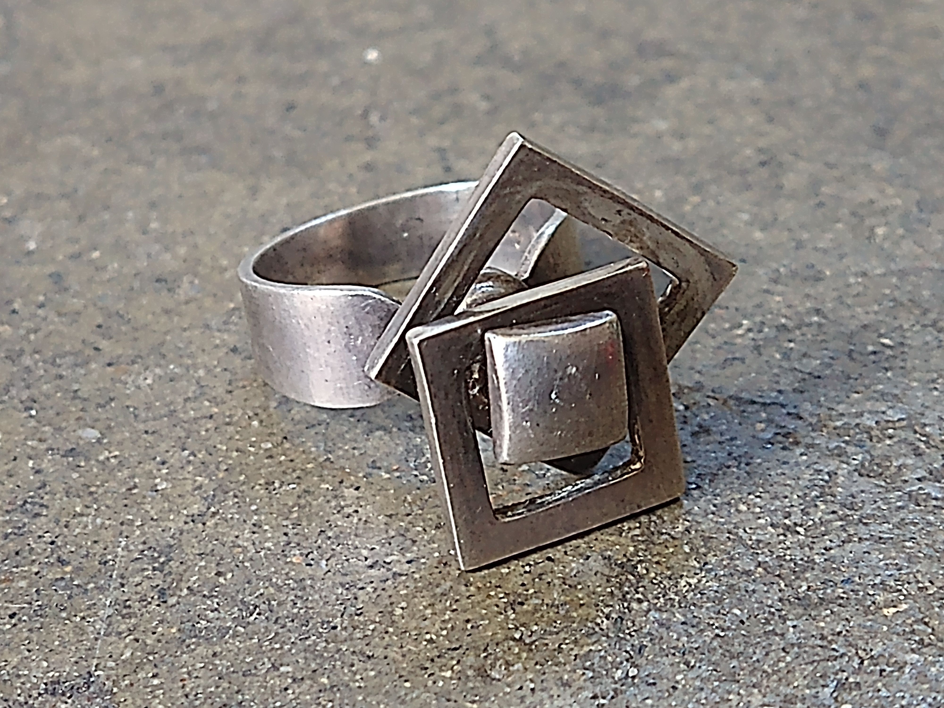 Other Vintage Sterling Silver Ring Avant Garde Size 7 Modern Size ONE SIZE - 4 Thumbnail