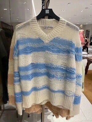 Pre-owned Acne Studios Grail  Mohair Distressed Fringe Knit In Multicolor