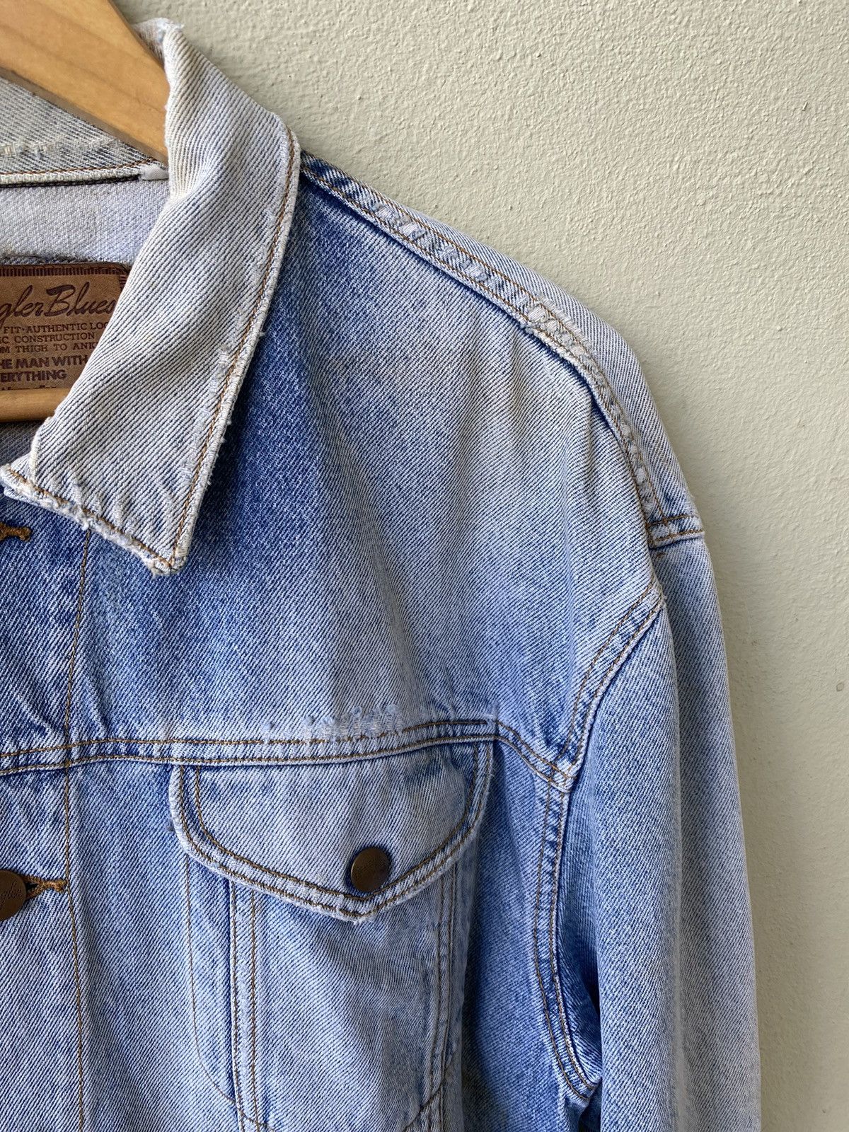 Vintage × Wrangler VINTAGE WRANGLER DENIME JACKET DISTRESS STYLE Size US M / EU 48-50 / 2 - 7 Thumbnail