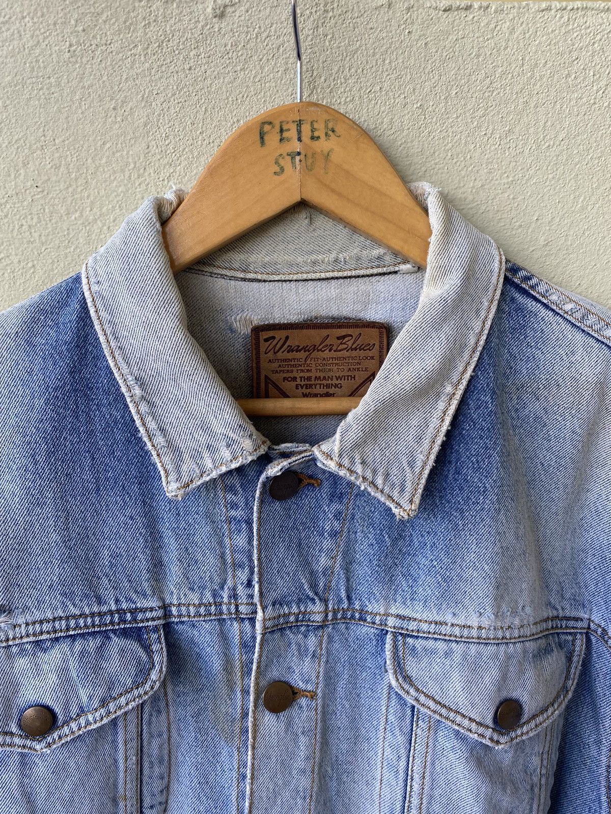 Vintage × Wrangler VINTAGE WRANGLER DENIME JACKET DISTRESS STYLE Size US M / EU 48-50 / 2 - 6 Thumbnail