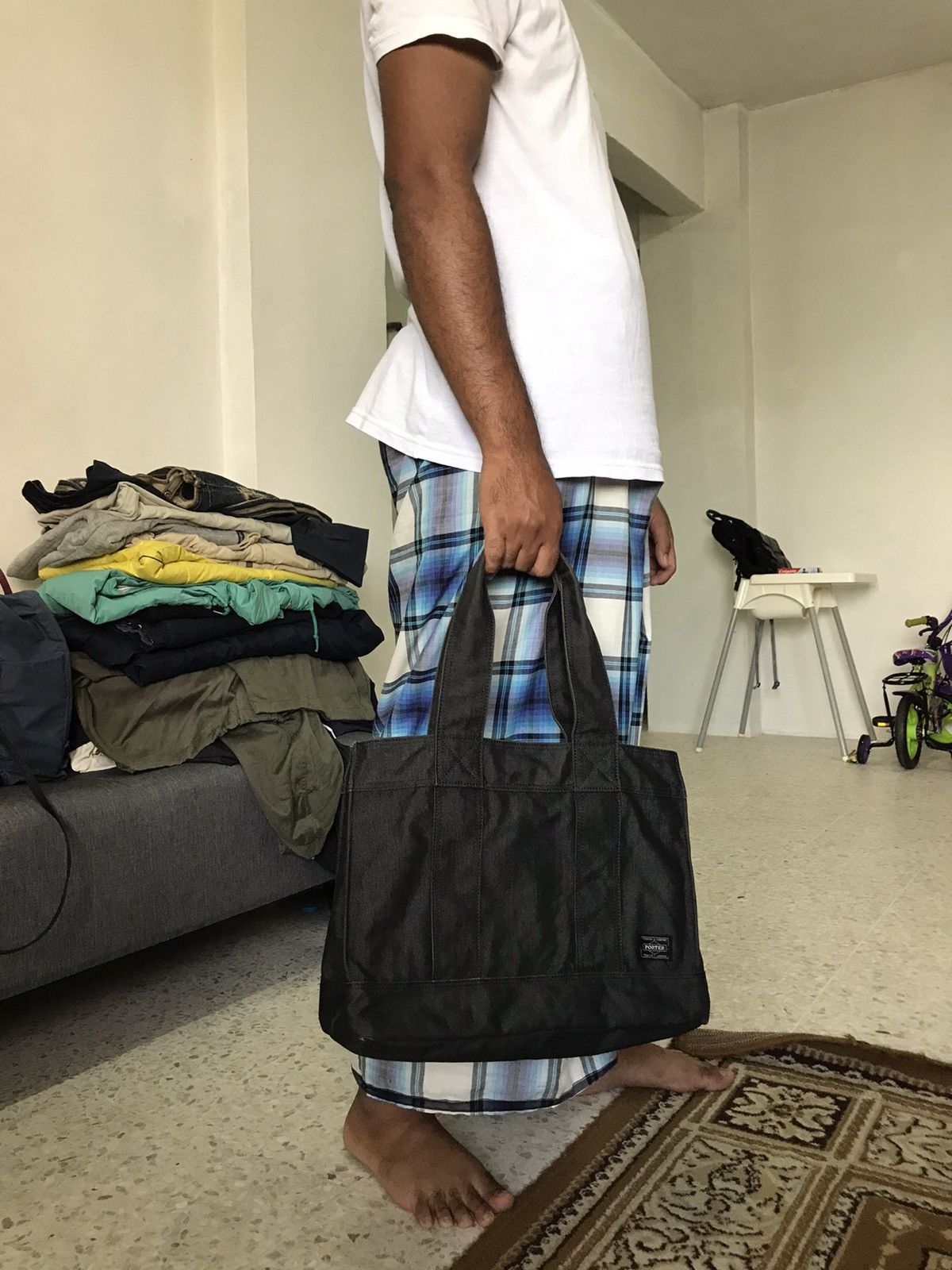 Porter ♠️Vintage Porter Denim Dark Grey Tote Bag Size ONE SIZE - 4 Thumbnail
