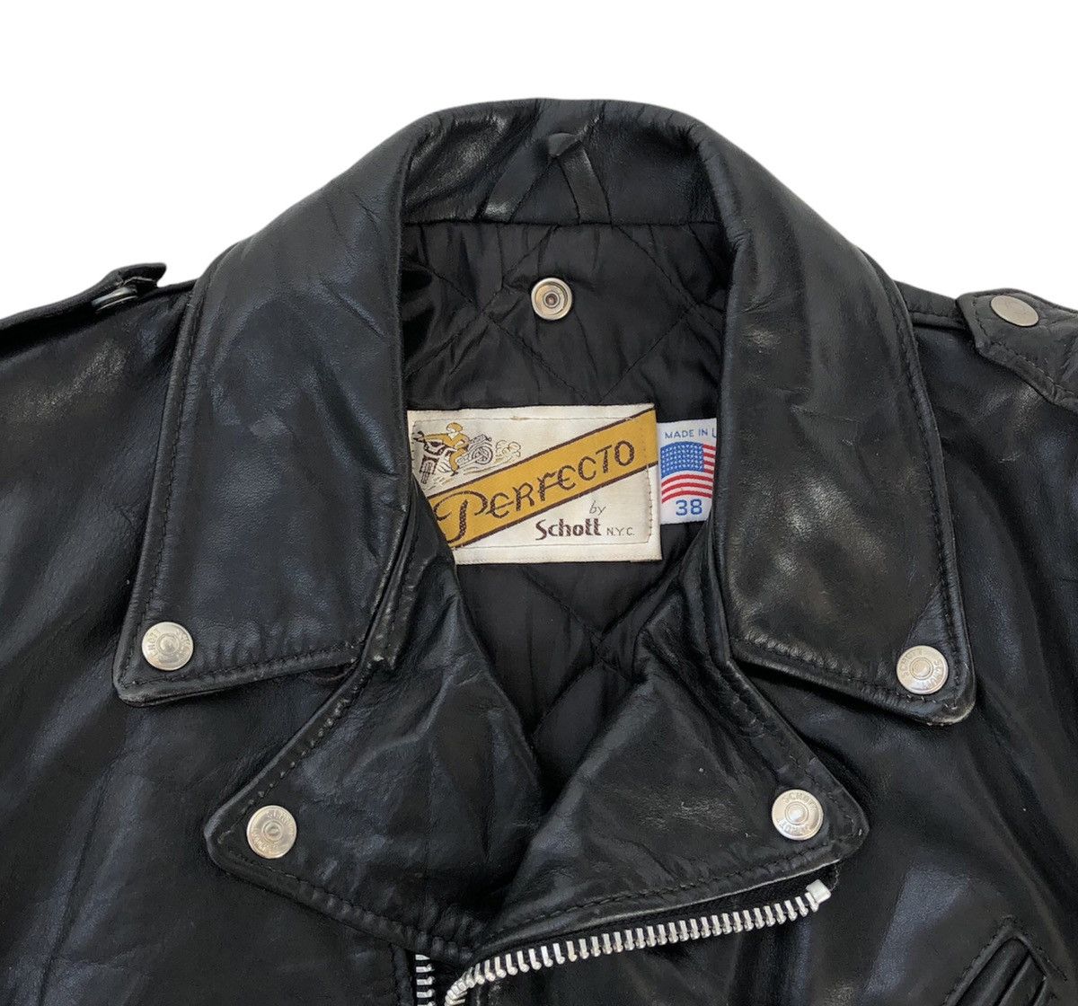 Schott Vtg Schott Perfecto Double Collar Motorcycle Leather Jacket Size US M / EU 48-50 / 2 - 8 Thumbnail