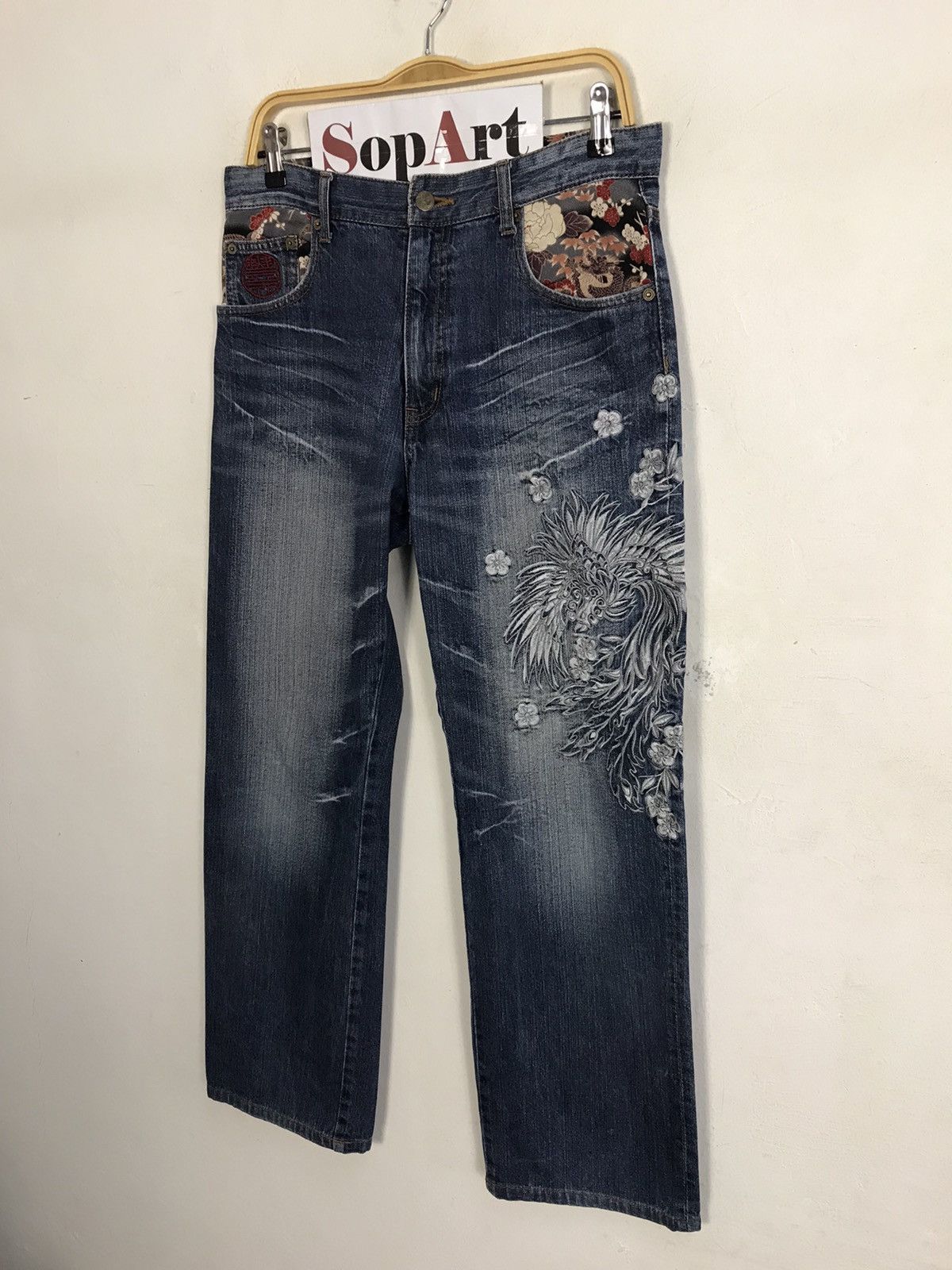 Japanese Brand Vintage Japanese Brand Embroidery Phoenix Design Size US 32 / EU 48 - 4 Thumbnail