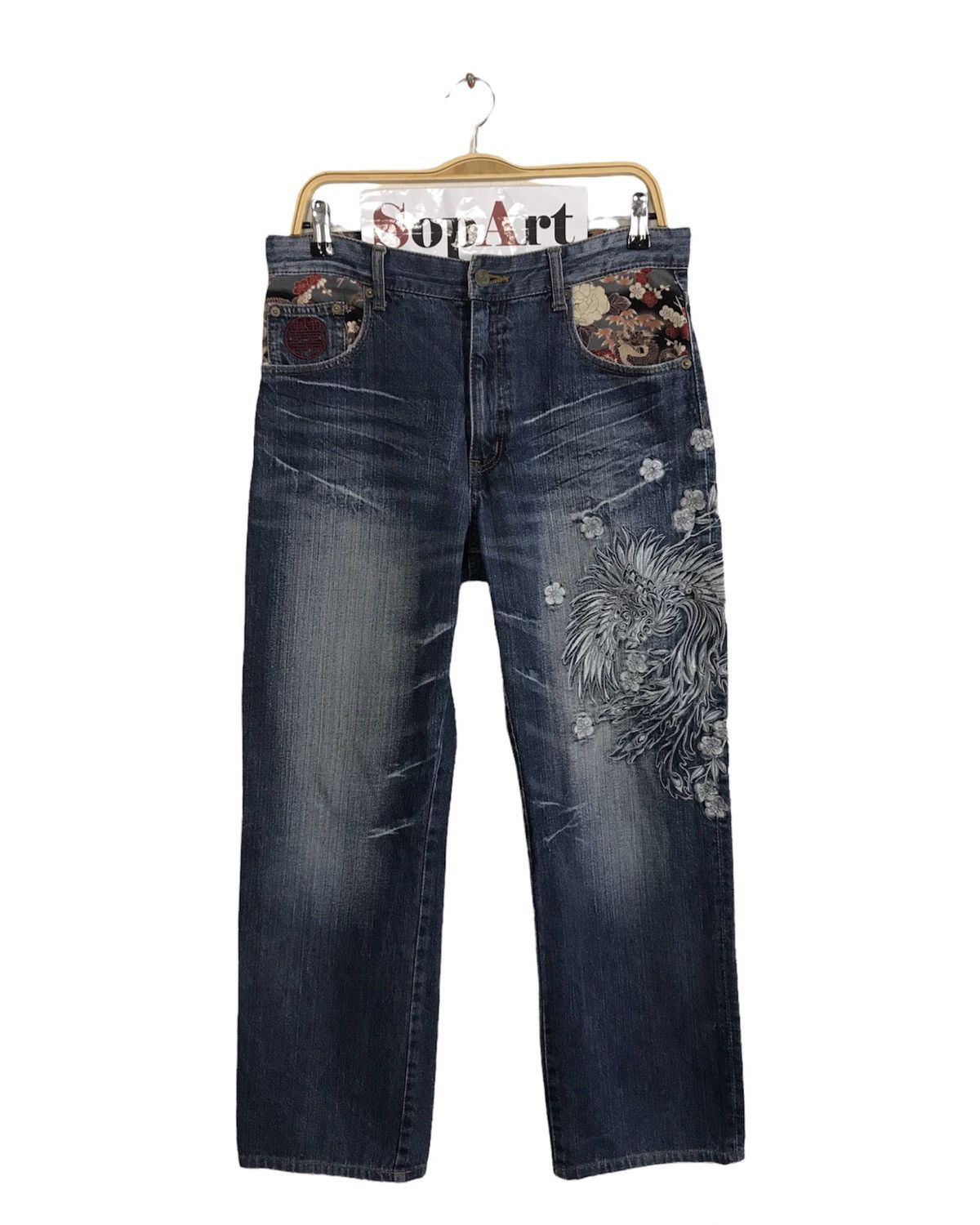Japanese Brand Vintage Japanese Brand Embroidery Phoenix Design Size US 32 / EU 48 - 1 Thumbnail