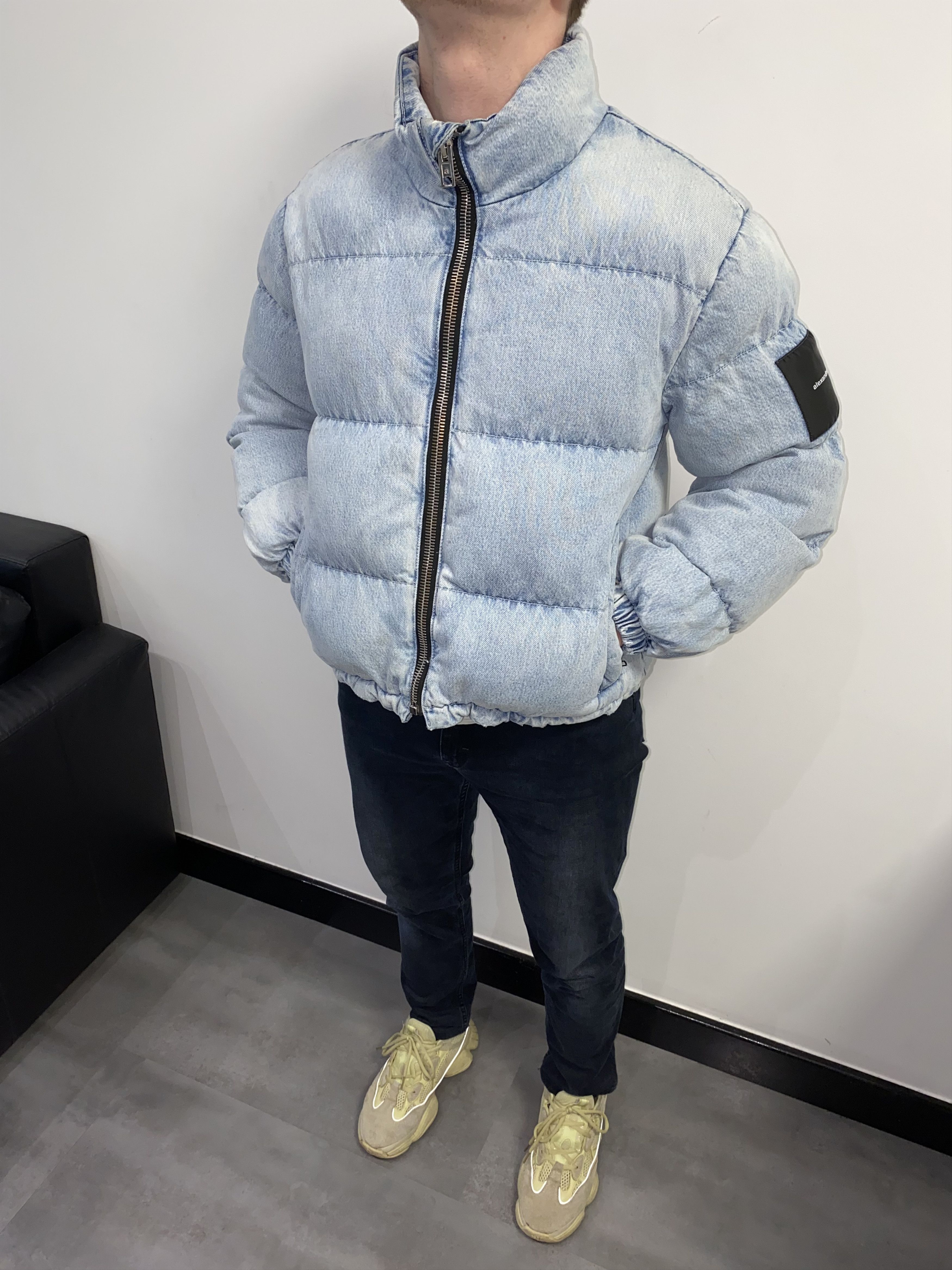 UNISEX! Alexander Wang Small Logo Distressed Down Bomber