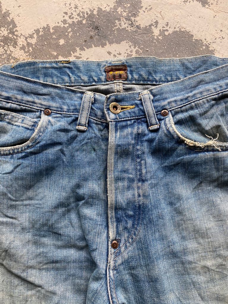 Lee RARE🔥Vintage Lee Cowboy Distress Denim Selvedge Jeans Pants Size US 31 - 10 Thumbnail