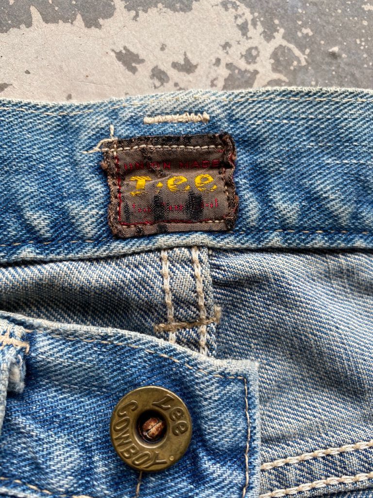 Lee RARE🔥Vintage Lee Cowboy Distress Denim Selvedge Jeans Pants Size US 31 - 12 Thumbnail