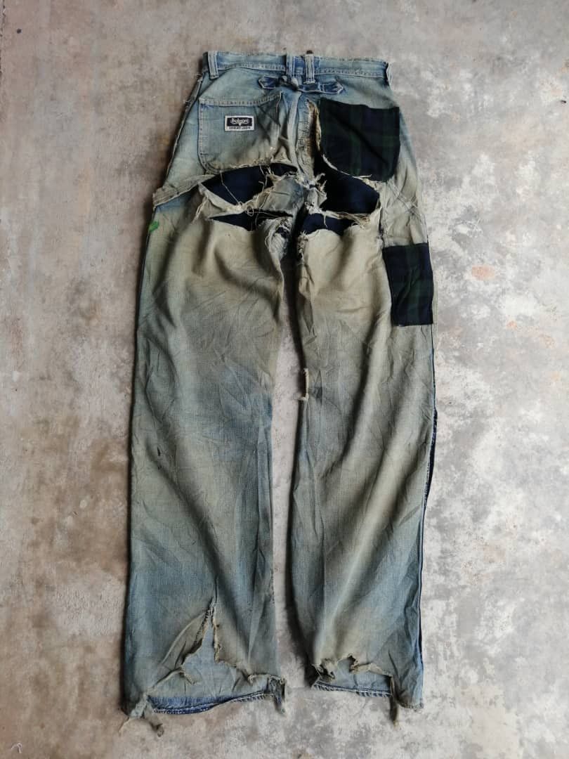 Vintage RARE🔥Vintage Destroy Distress BOBSON Jeans Rusty Style Size US 29 - 2 Thumbnail