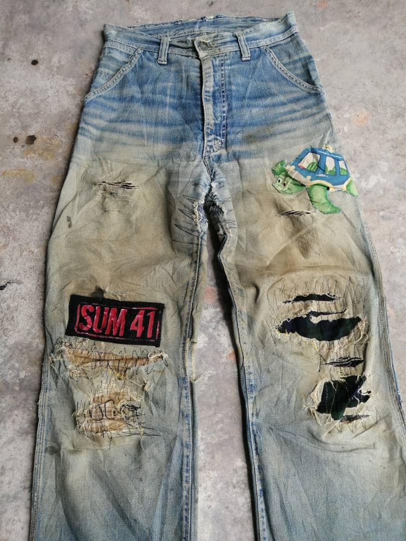 Vintage RARE🔥Vintage Destroy Distress BOBSON Jeans Rusty Style Size US 29 - 3 Thumbnail