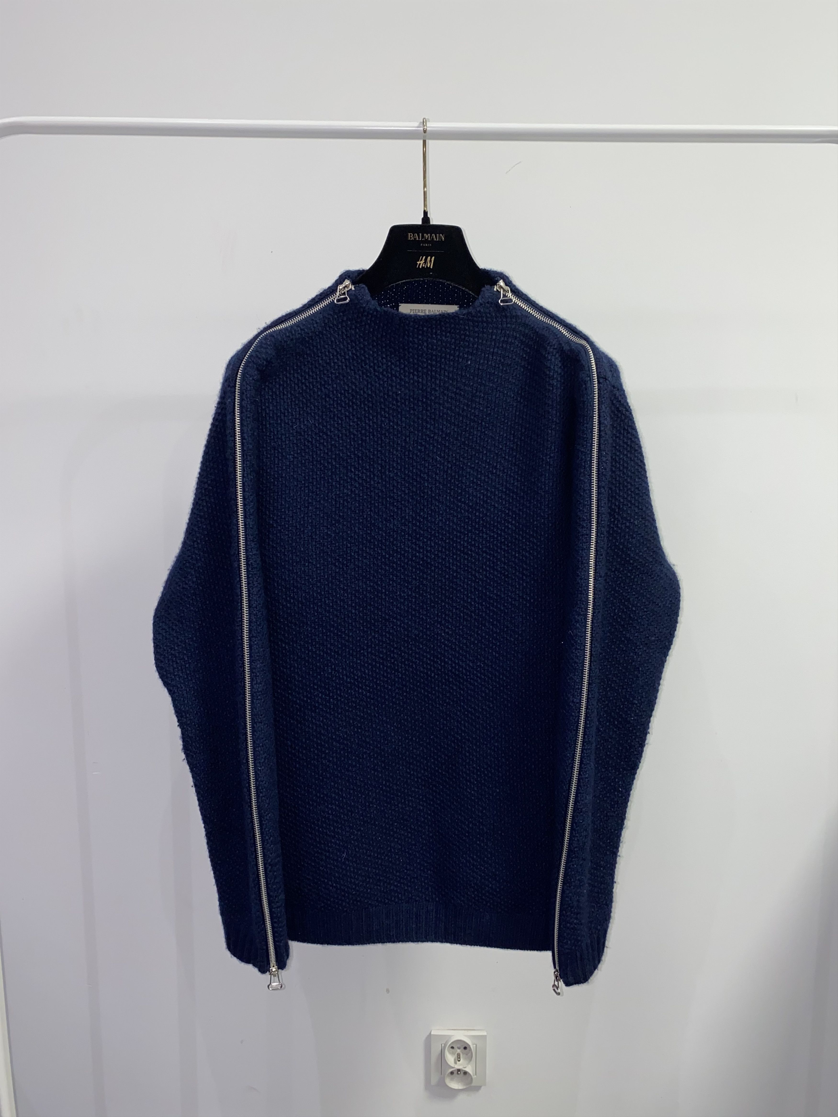 Balmain Pierre Balmain Small Logo Zipped Handknit Wool Sweater Size US M / EU 48-50 / 2 - 6 Thumbnail