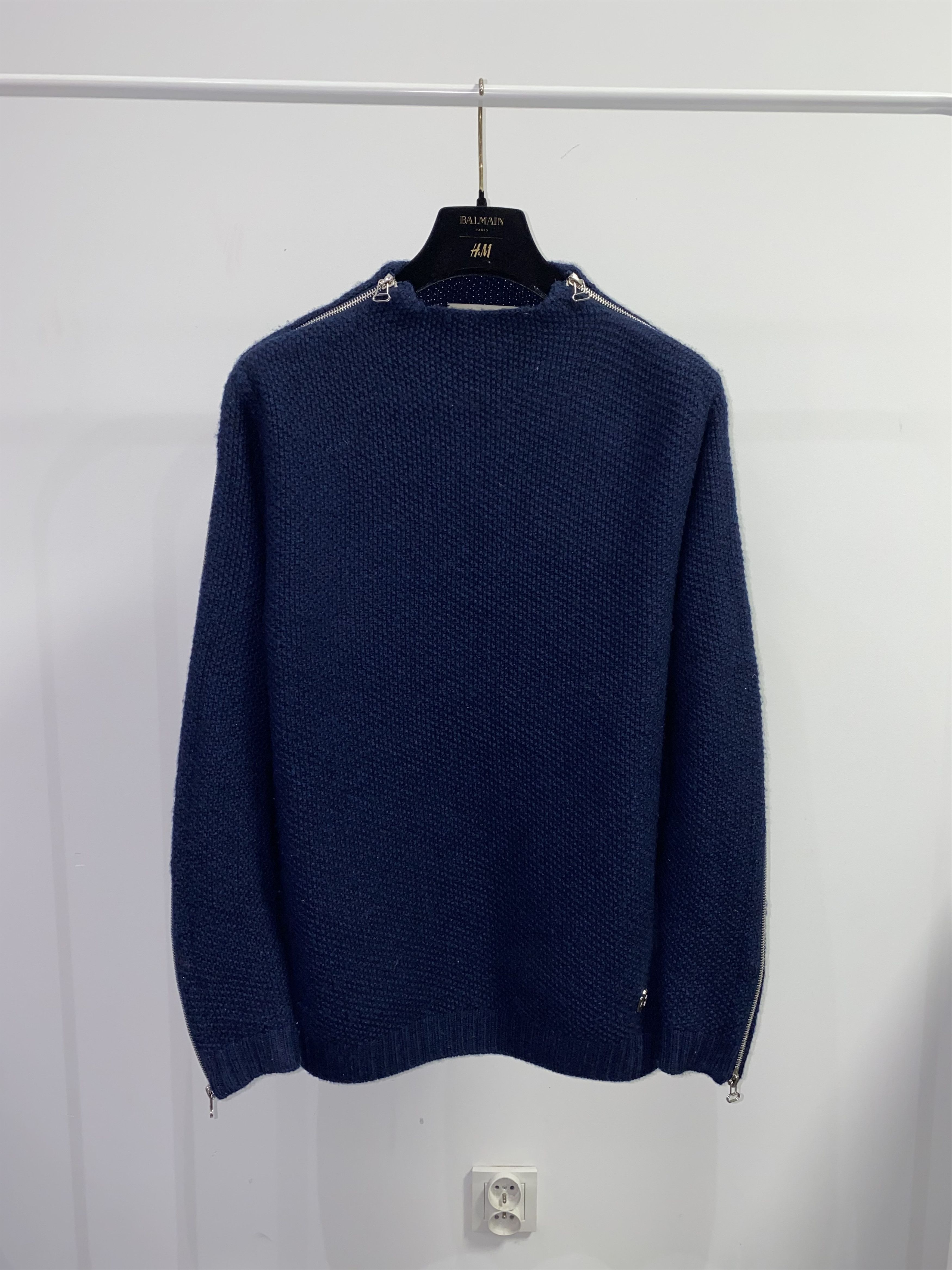 Balmain Pierre Balmain Small Logo Zipped Handknit Wool Sweater Size US M / EU 48-50 / 2 - 9 Thumbnail