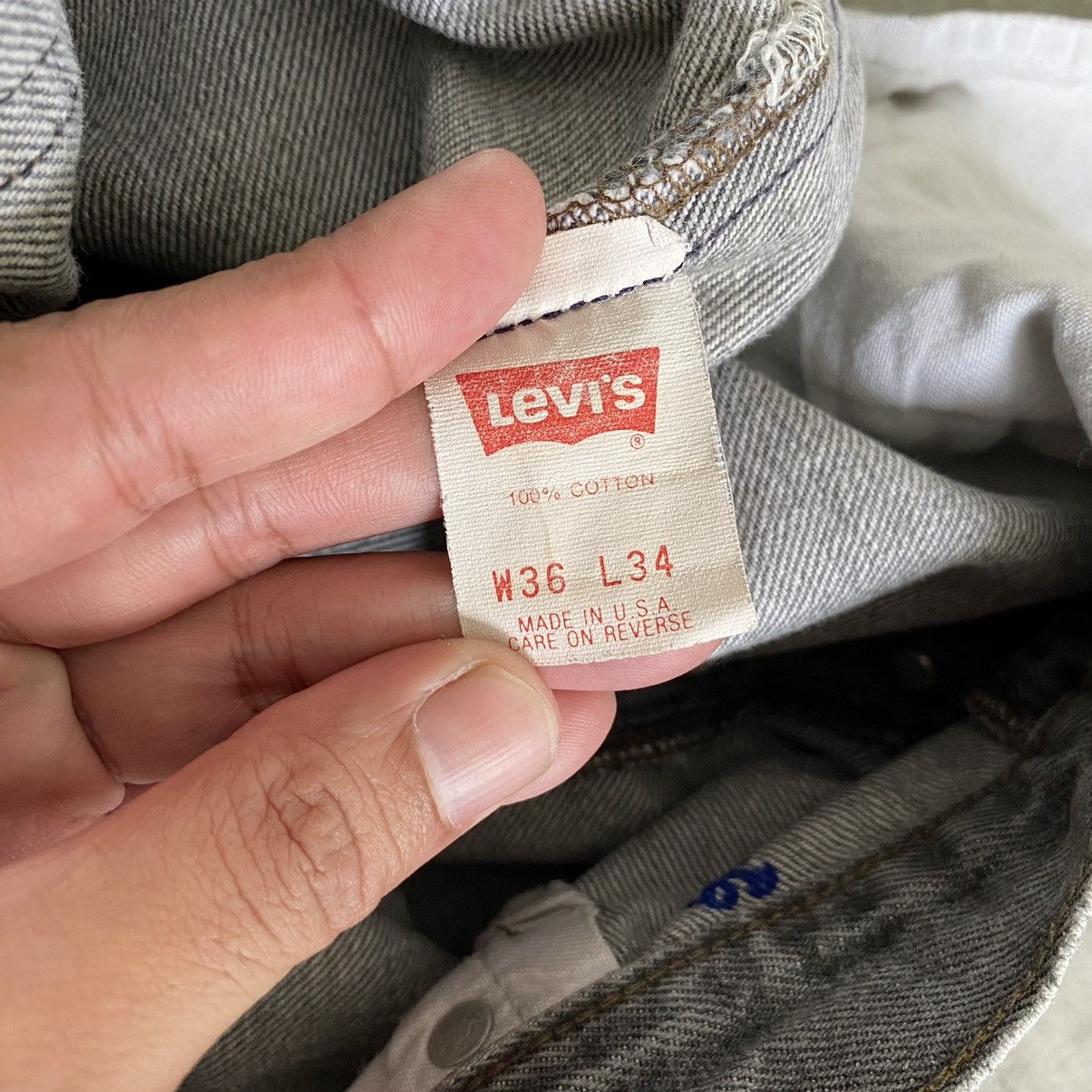 Levi's Size 35x33.5VTG Late 80’s Levi's 501 Gravel Grey Jeans Size US 35 - 23 Thumbnail