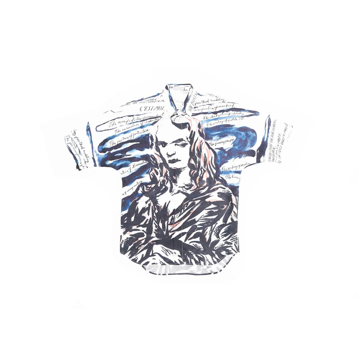 image of Dior x Kim Jones Fw19 Mona Lisa Shortsleeve Shirt in Blue, Men's (Size Medium)