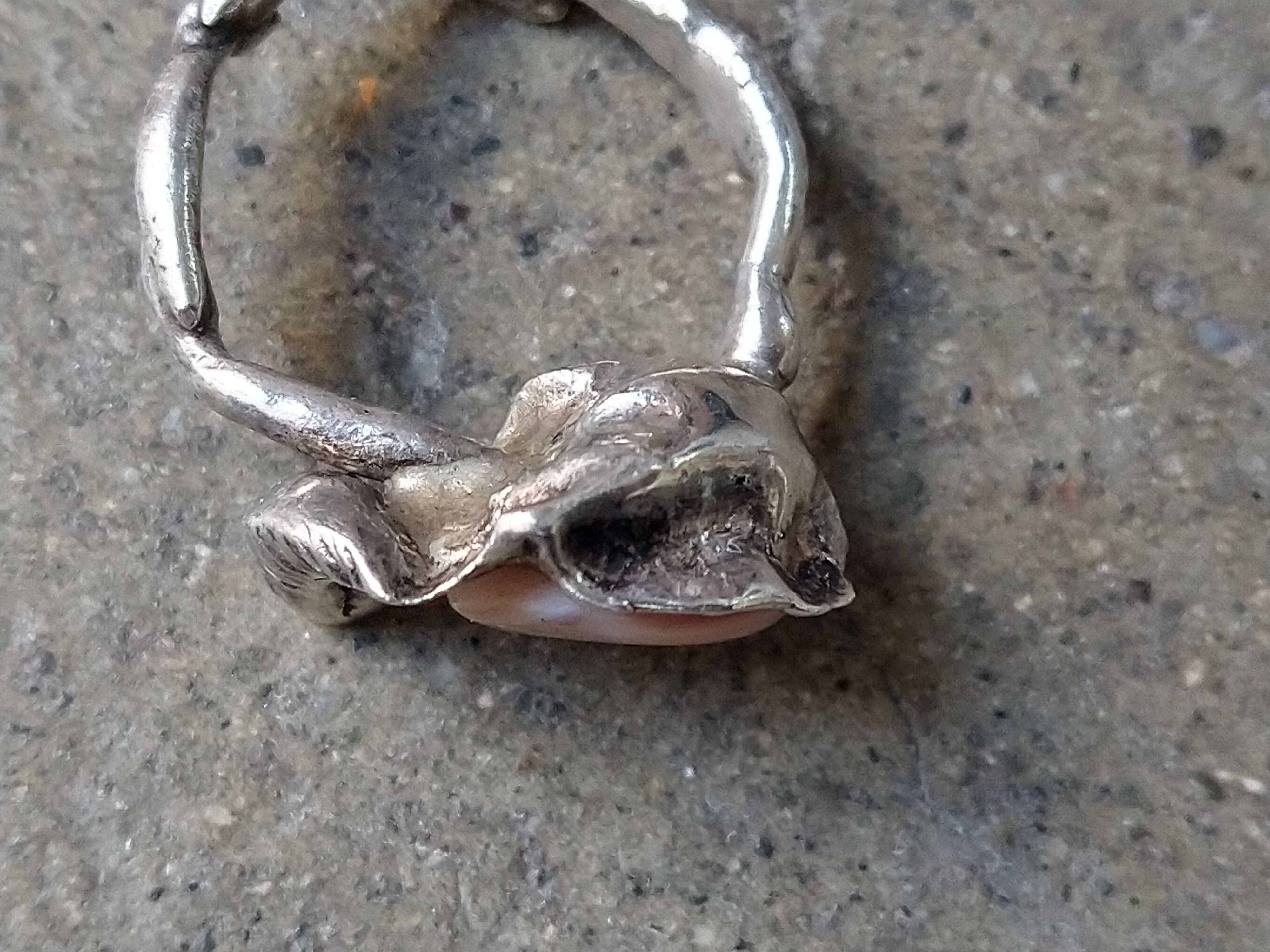 Other Vintage Sterling Silver Ring 6.75 Pink Mother Pearl Modern Size ONE SIZE - 10 Thumbnail