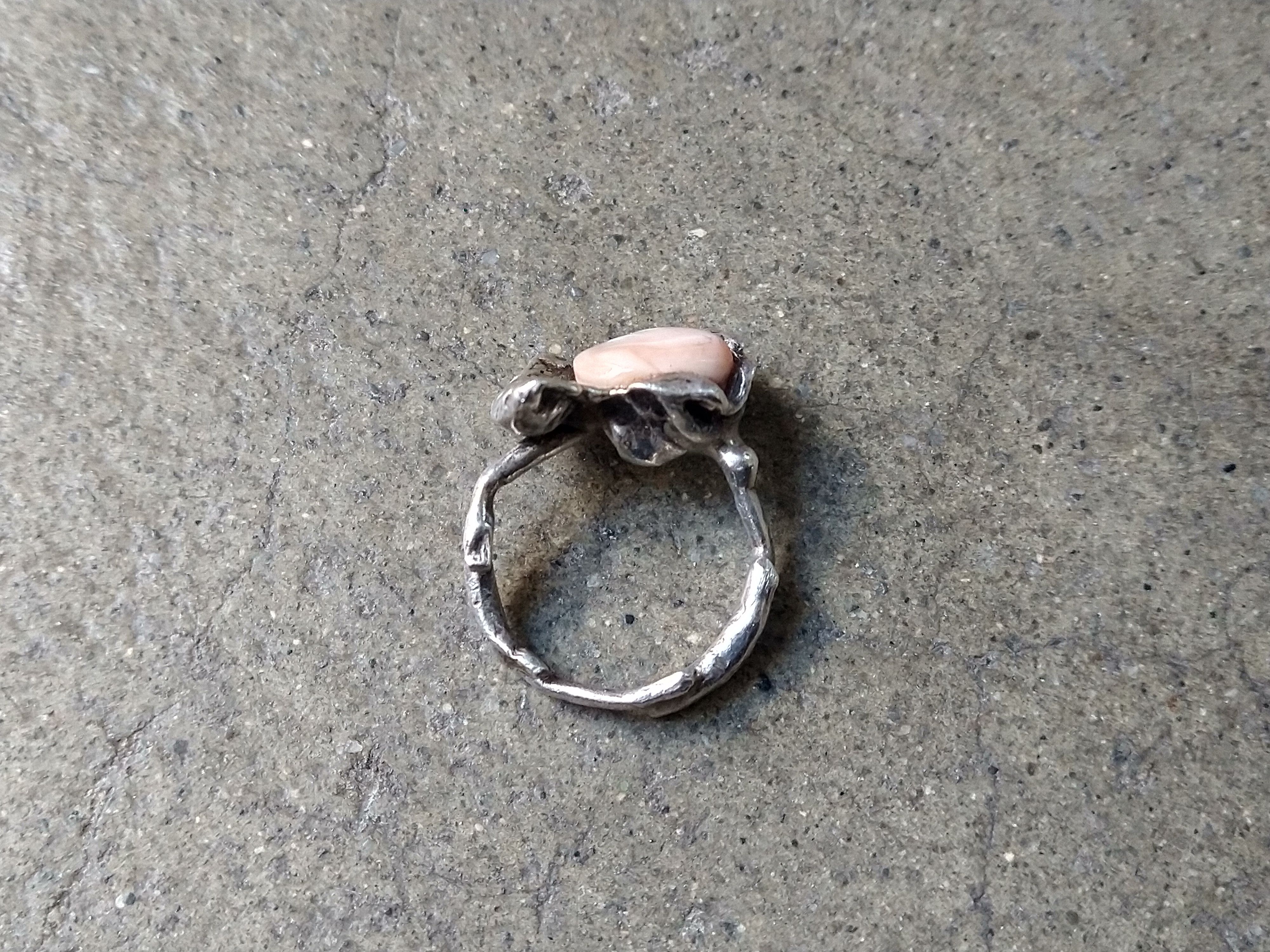 Other Vintage Sterling Silver Ring 6.75 Pink Mother Pearl Modern Size ONE SIZE - 6 Thumbnail