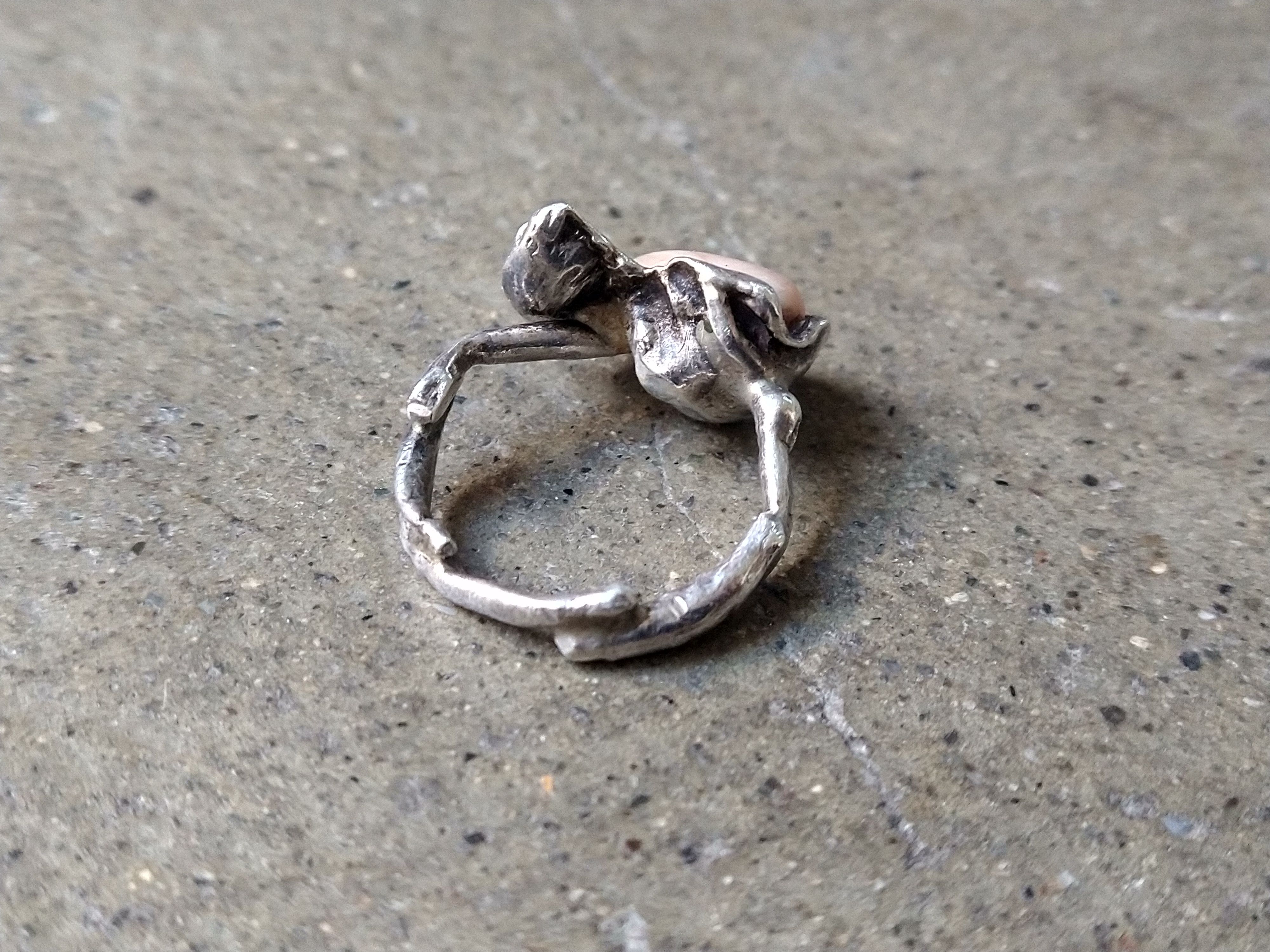 Other Vintage Sterling Silver Ring 6.75 Pink Mother Pearl Modern Size ONE SIZE - 7 Thumbnail