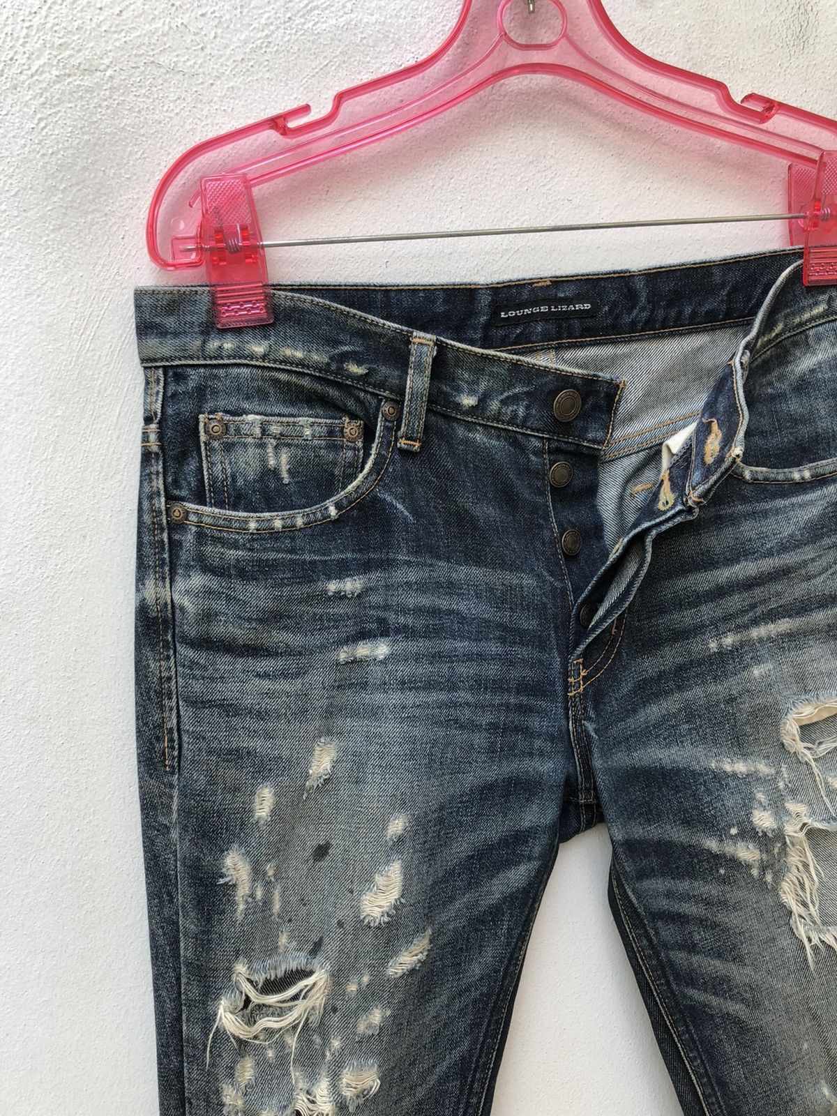 Lounge Lizard Rips Distressed Damaged Denim Jeans Size US 30 / EU 46 - 9 Thumbnail