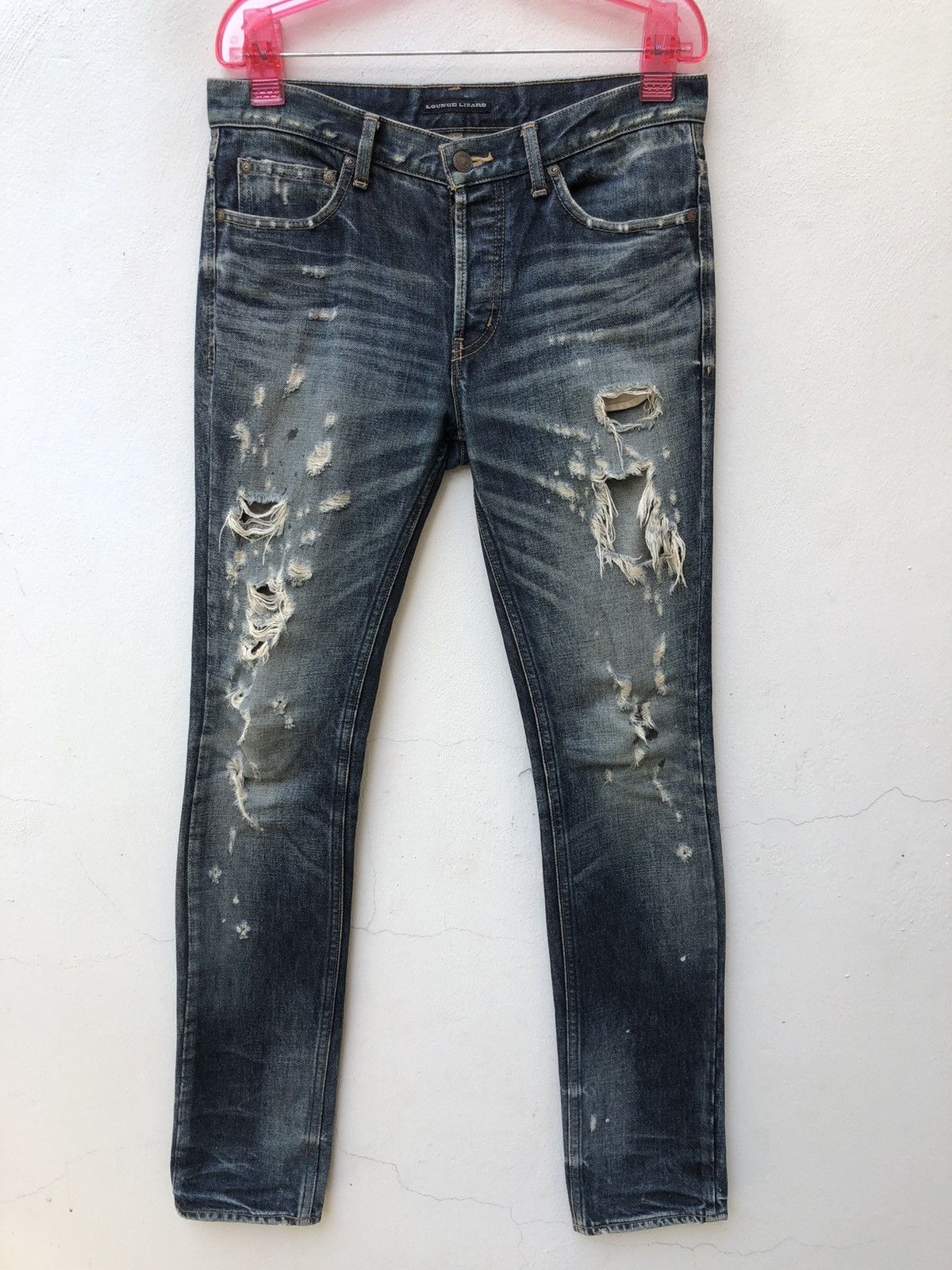 Lounge Lizard Rips Distressed Damaged Denim Jeans Size US 30 / EU 46 - 6 Thumbnail