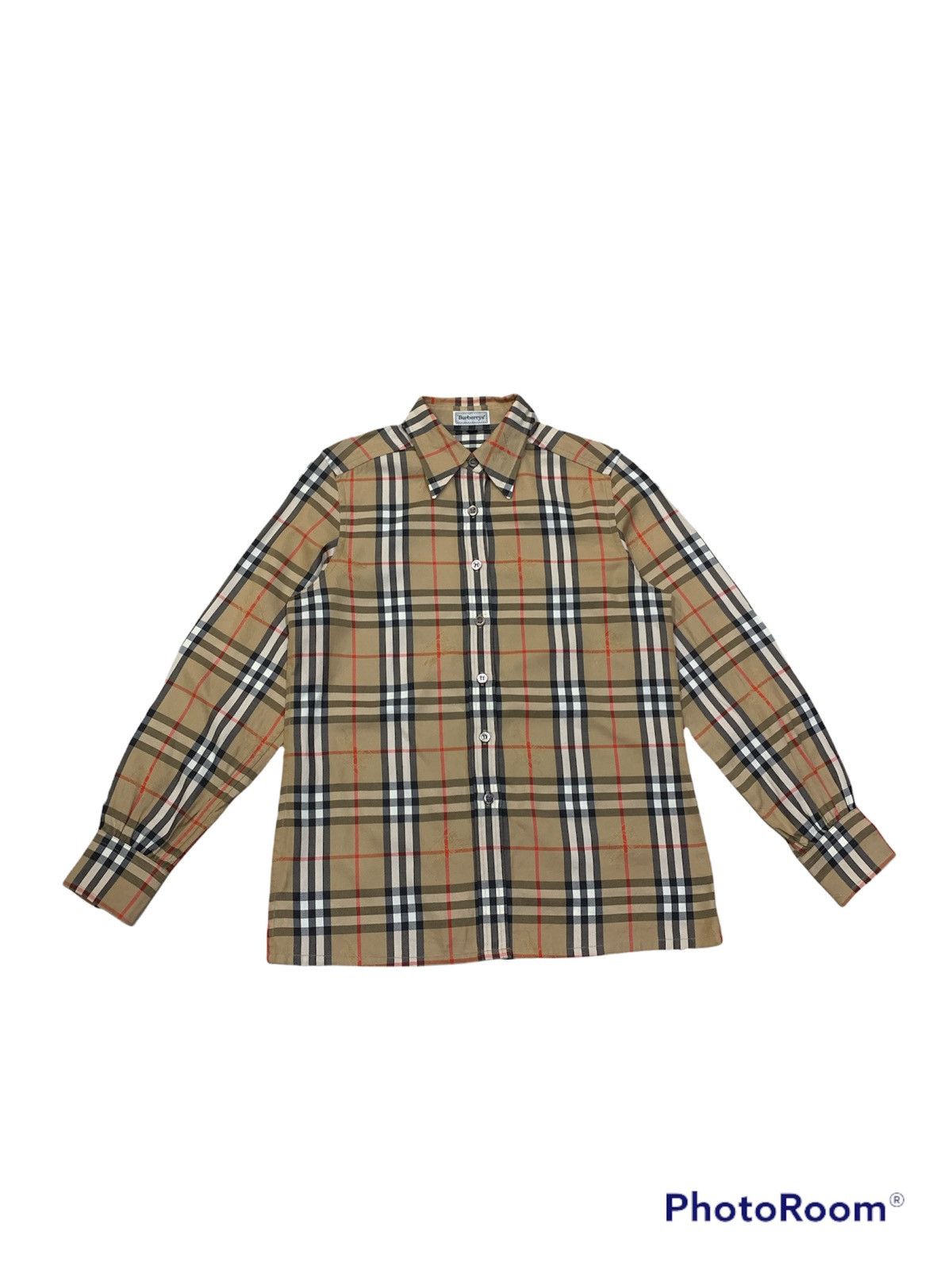 Burberry × Vintage VTG NOVA CHECK EMBOSSED LOGO SHIRT Size US XS / EU 42 / 0 - 1 Thumbnail