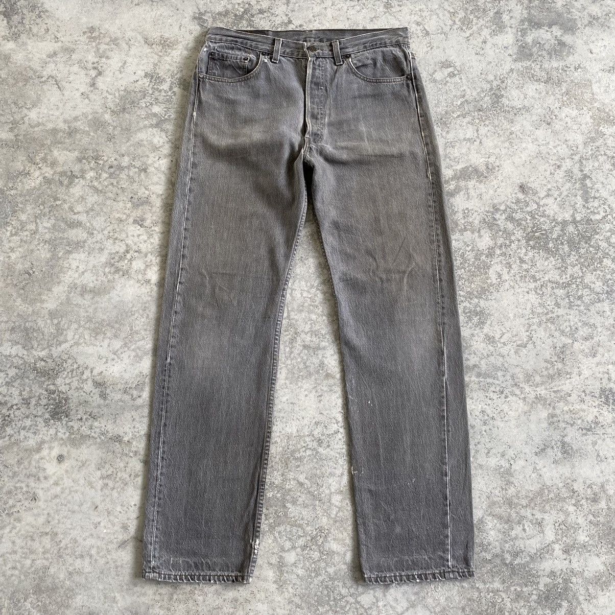 Levi's Size 33x32.5 VTG 90’s Levi's 501 Ash Gray Button Fly Jeans Size US 33 - 1 Thumbnail