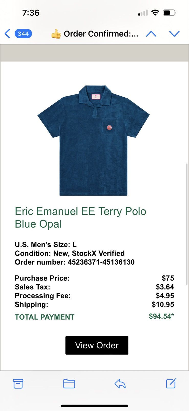 Eric Emanuel Eric Emanuel Blue Opal Terry Polo large Size US L / EU 52-54 / 3 - 2 Thumbnail