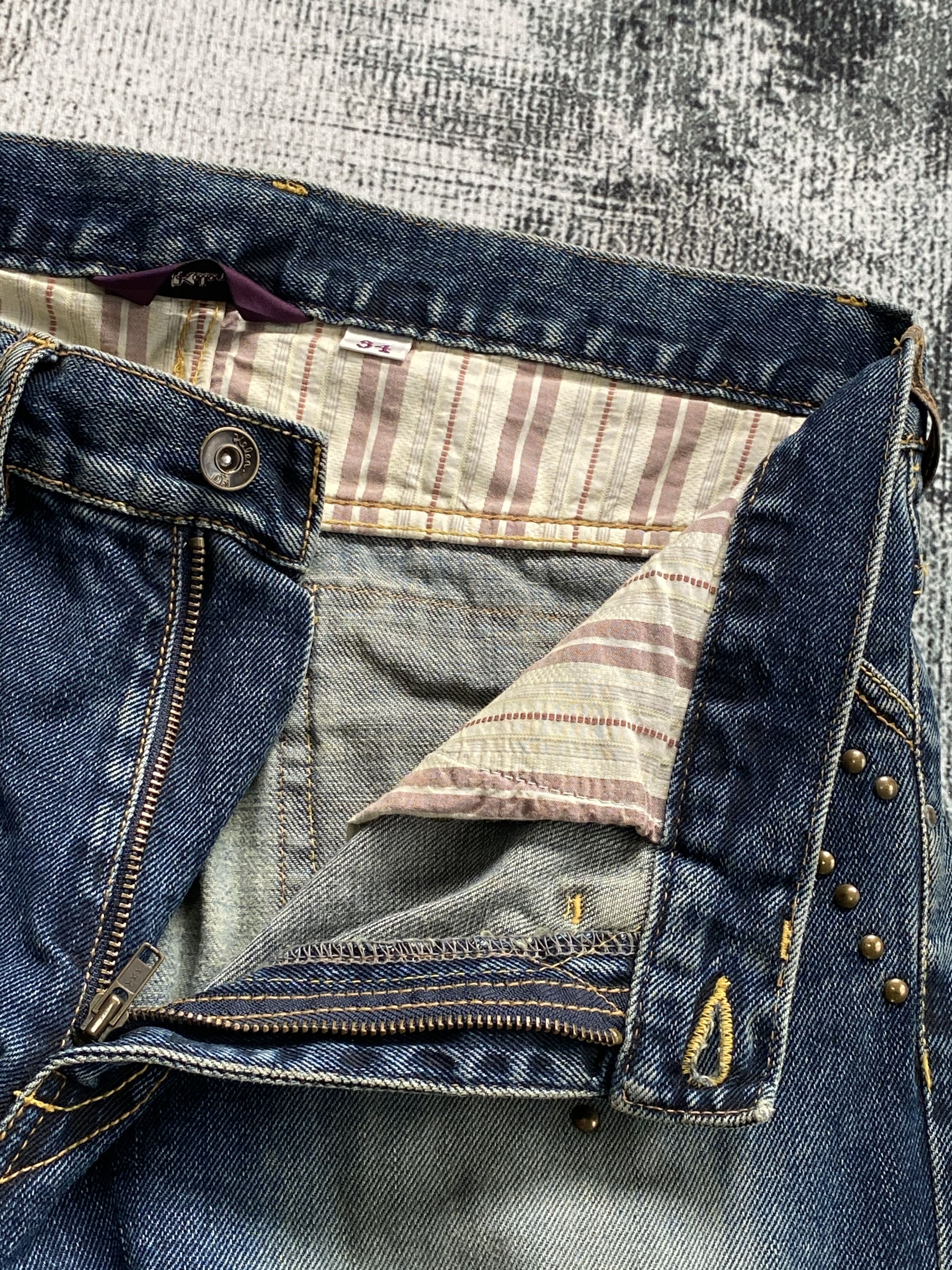 Japanese Brand RARE🔥Beautiful Light Blue Wash Spike Japanese Kelen Denim Size US 34 / EU 50 - 8 Thumbnail