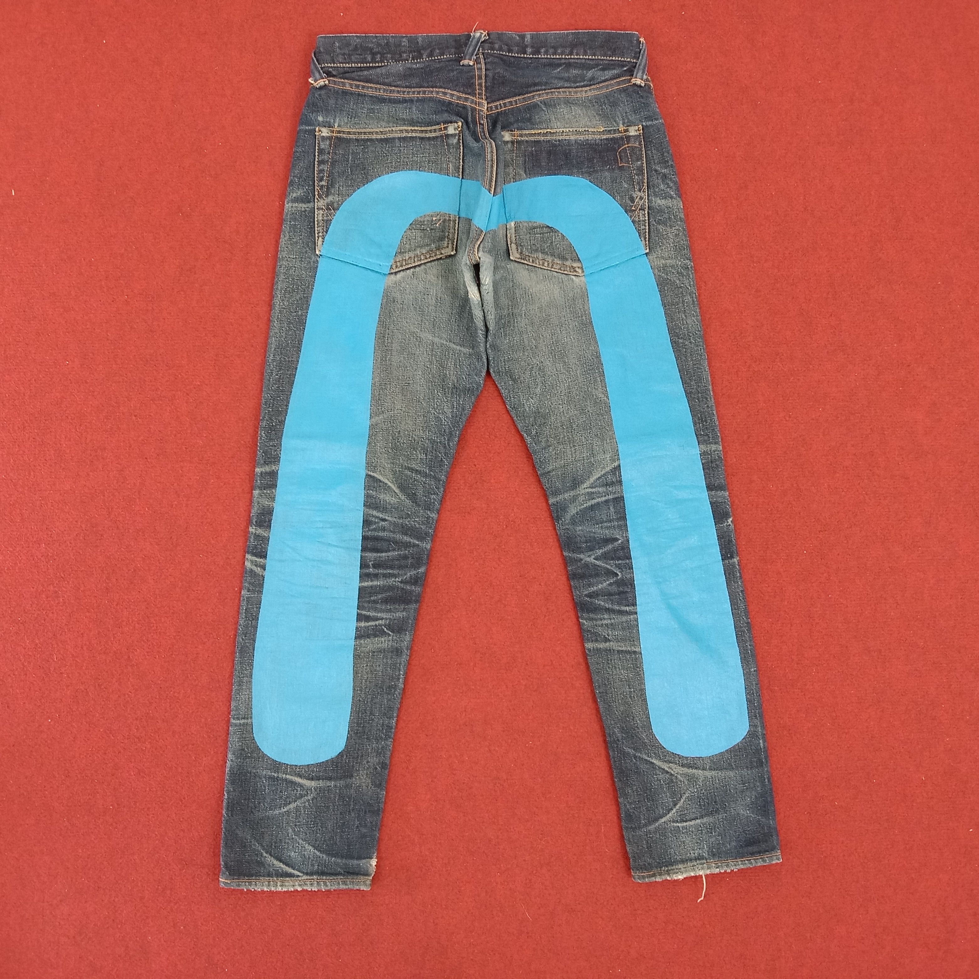 Pre-owned Evisu X Vintage Evisu Streetwear Skateboard Style Custom Logo Jeans In Blue Jean