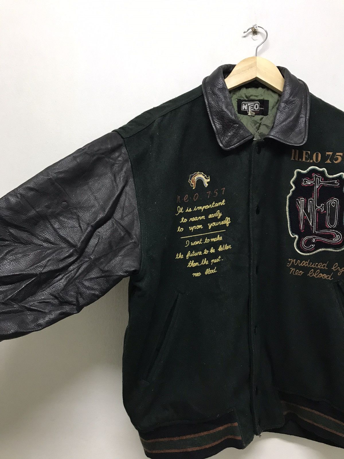 Japanese Brand Vintage Neo Blood Varsity Jacket Arm Leather Size US XL / EU 56 / 4 - 5 Thumbnail