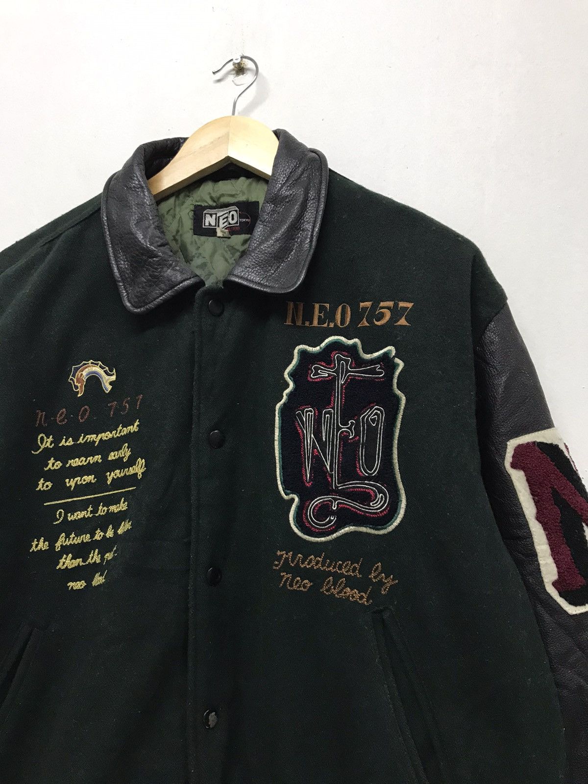 Japanese Brand Vintage Neo Blood Varsity Jacket Arm Leather Size US XL / EU 56 / 4 - 4 Thumbnail