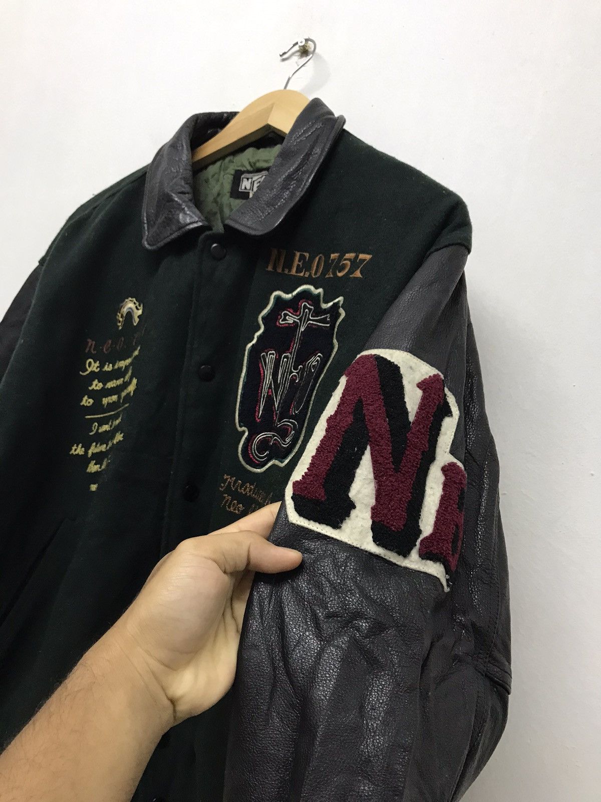 Japanese Brand Vintage Neo Blood Varsity Jacket Arm Leather Size US XL / EU 56 / 4 - 8 Thumbnail