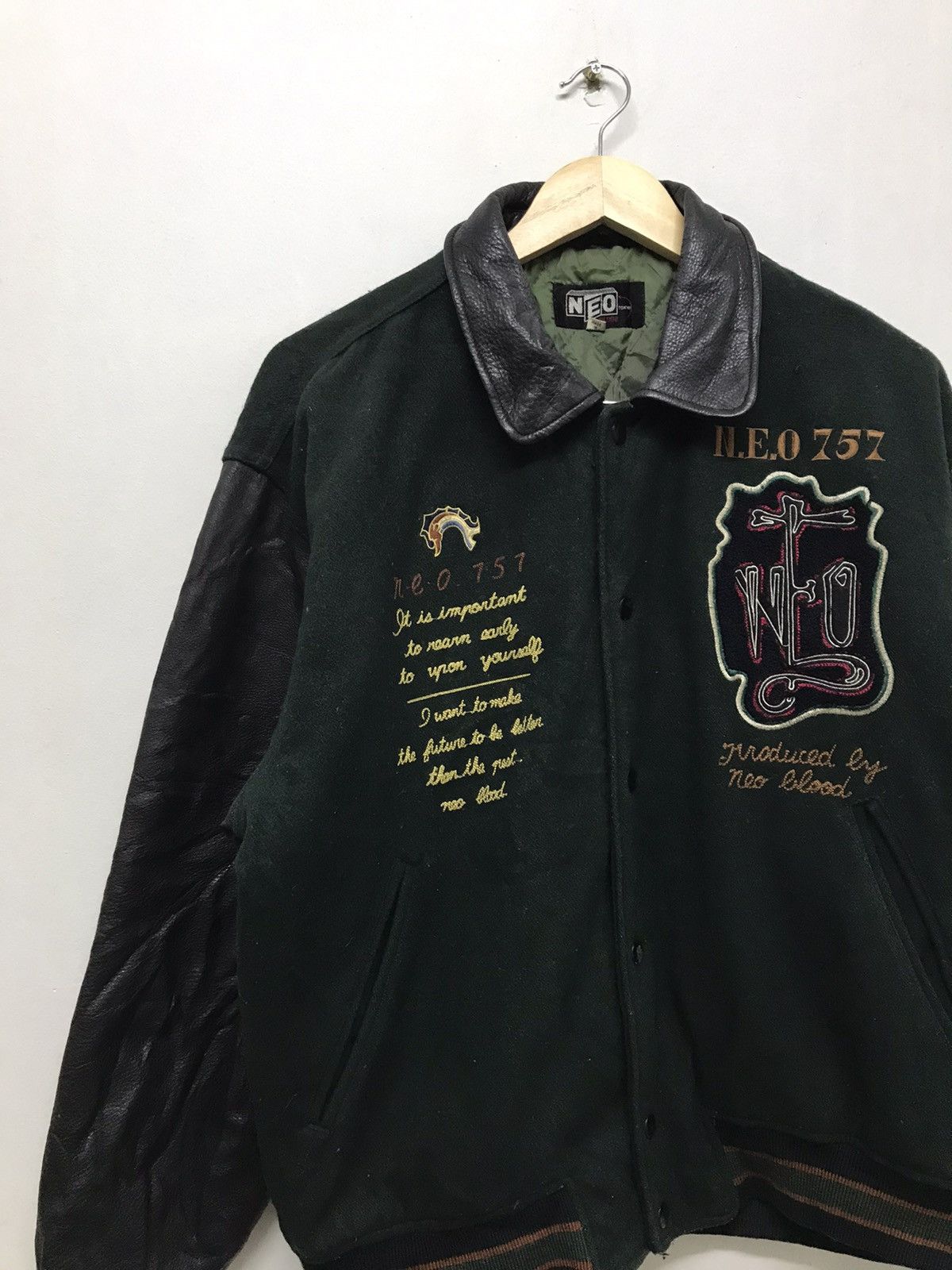 Japanese Brand Vintage Neo Blood Varsity Jacket Arm Leather Size US XL / EU 56 / 4 - 3 Thumbnail