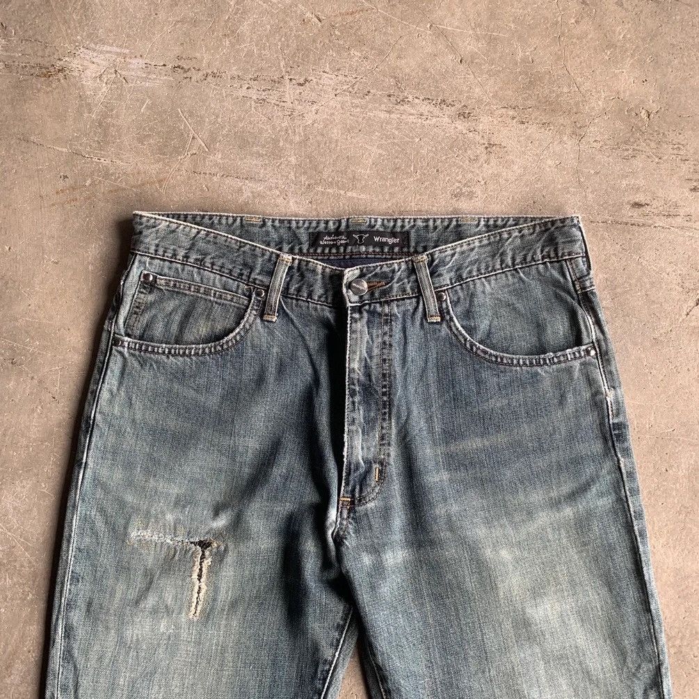 Vintage ‼️ DISTRESSED DENIM Vtg Western Wrangler Jeans Pants Size US 34 / EU 50 - 2 Thumbnail