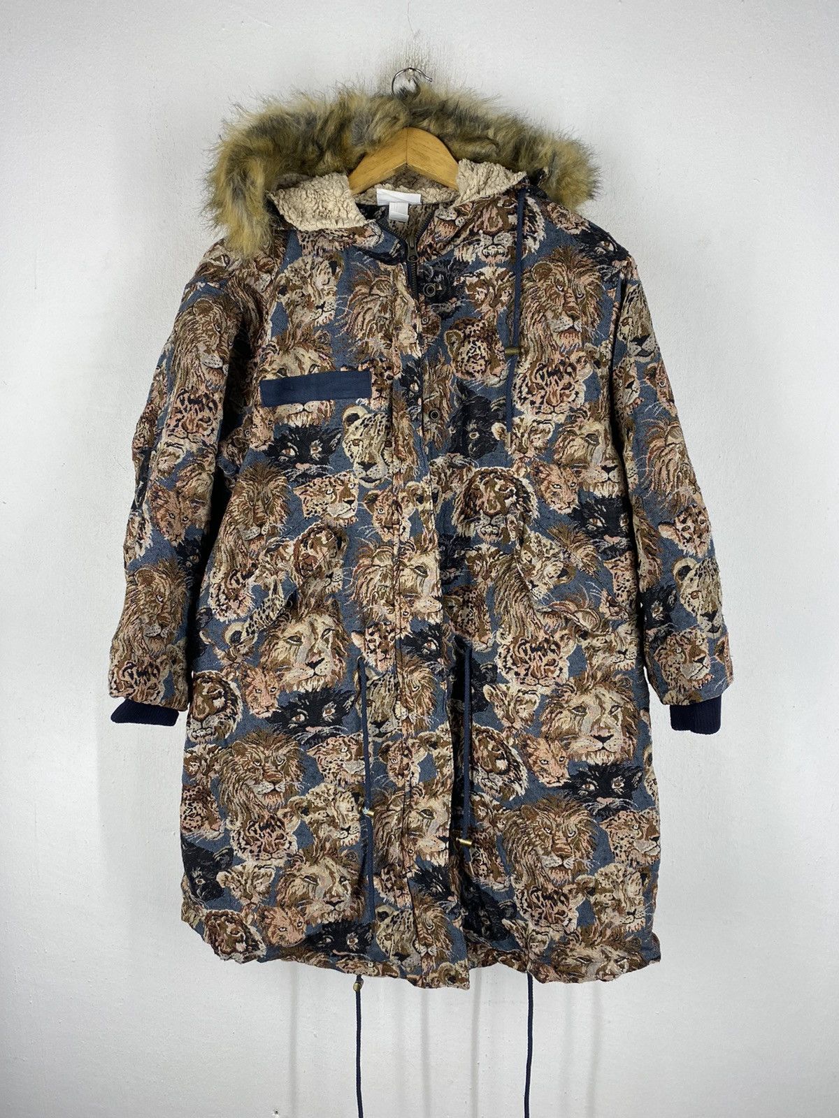 image of Melange Clothing x Wild Things Vintage Wild Life Head Parka Jacket in Over Prints (Size Medium)