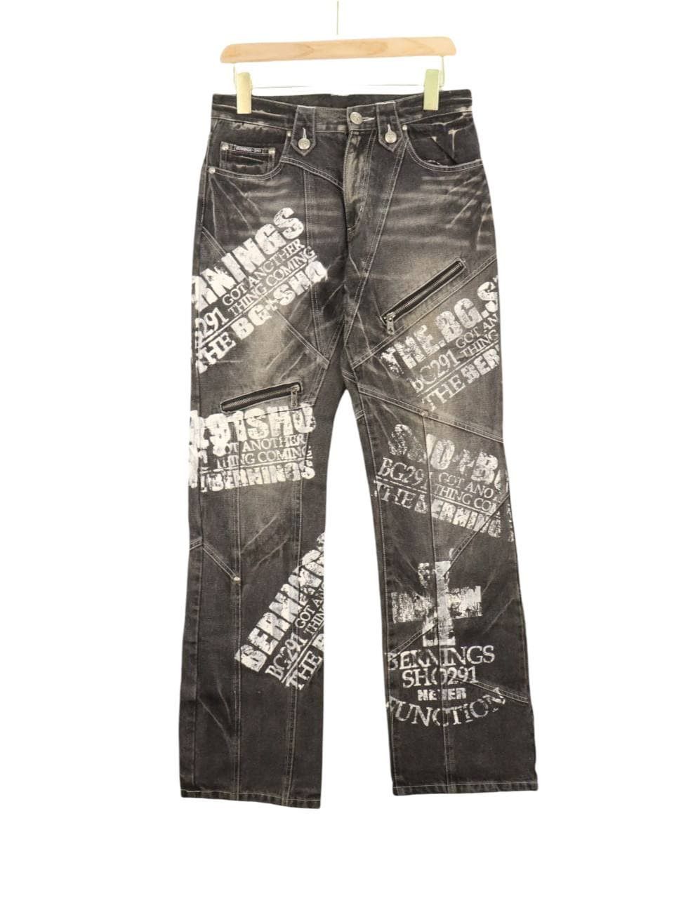 BERNINGS SHO Spellout Quotes Painted Zipper Charcoal Denim