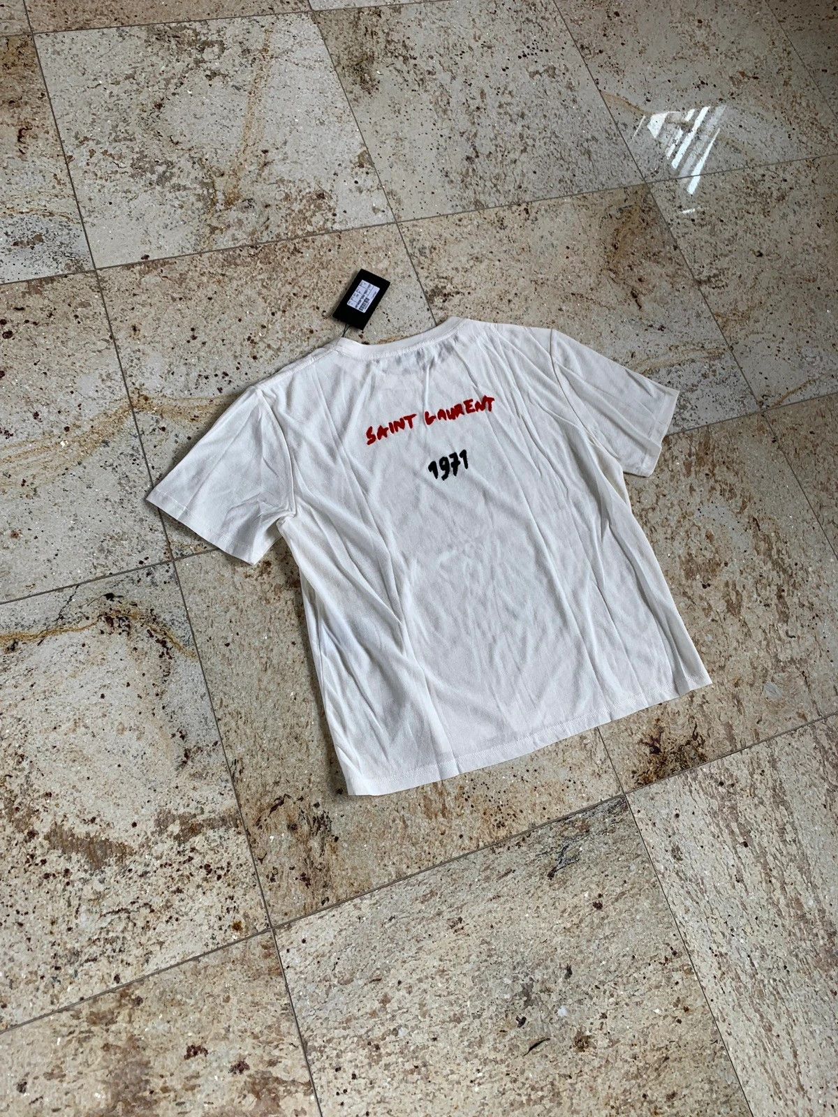 Saint Laurent Paris o1rshd1 Q:2 / “1971” Logo Tee in Ivory Size US XS / EU 42 / 0 - 7 Thumbnail