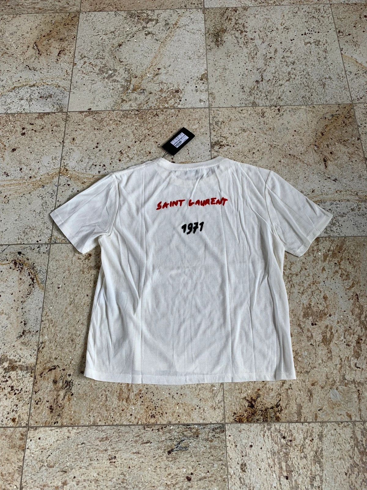 Saint Laurent Paris o1rshd1 Q:2 / “1971” Logo Tee in Ivory Size US XS / EU 42 / 0 - 6 Thumbnail