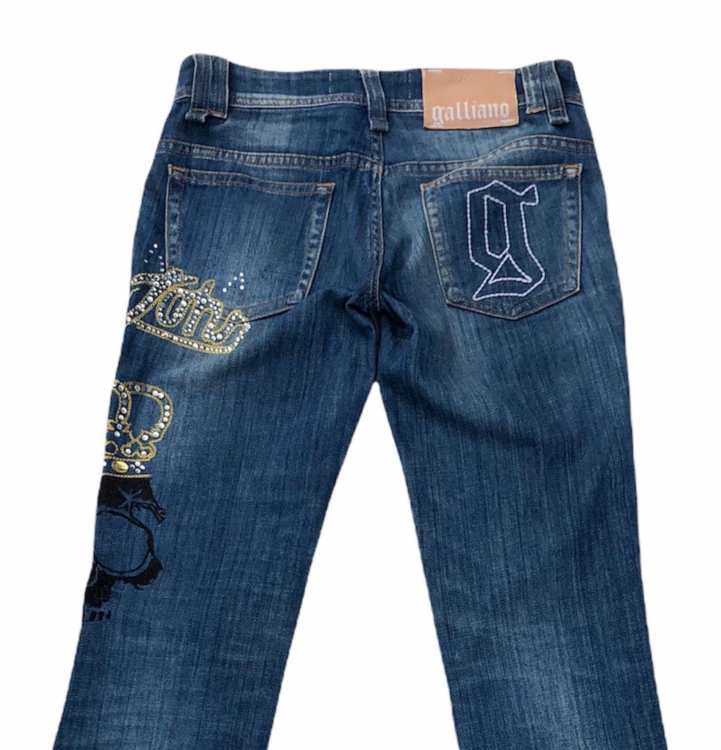 John Galliano 🔥Mega Rare🔥Galliano Crown Skull Skinny Lampo Zipper Jean Size US 27 - 6 Thumbnail