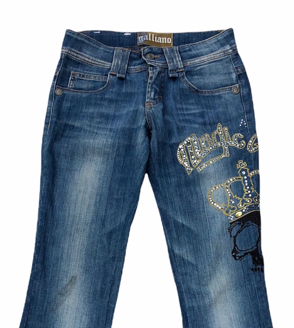 John Galliano 🔥Mega Rare🔥Galliano Crown Skull Skinny Lampo Zipper Jean Size US 27 - 3 Thumbnail