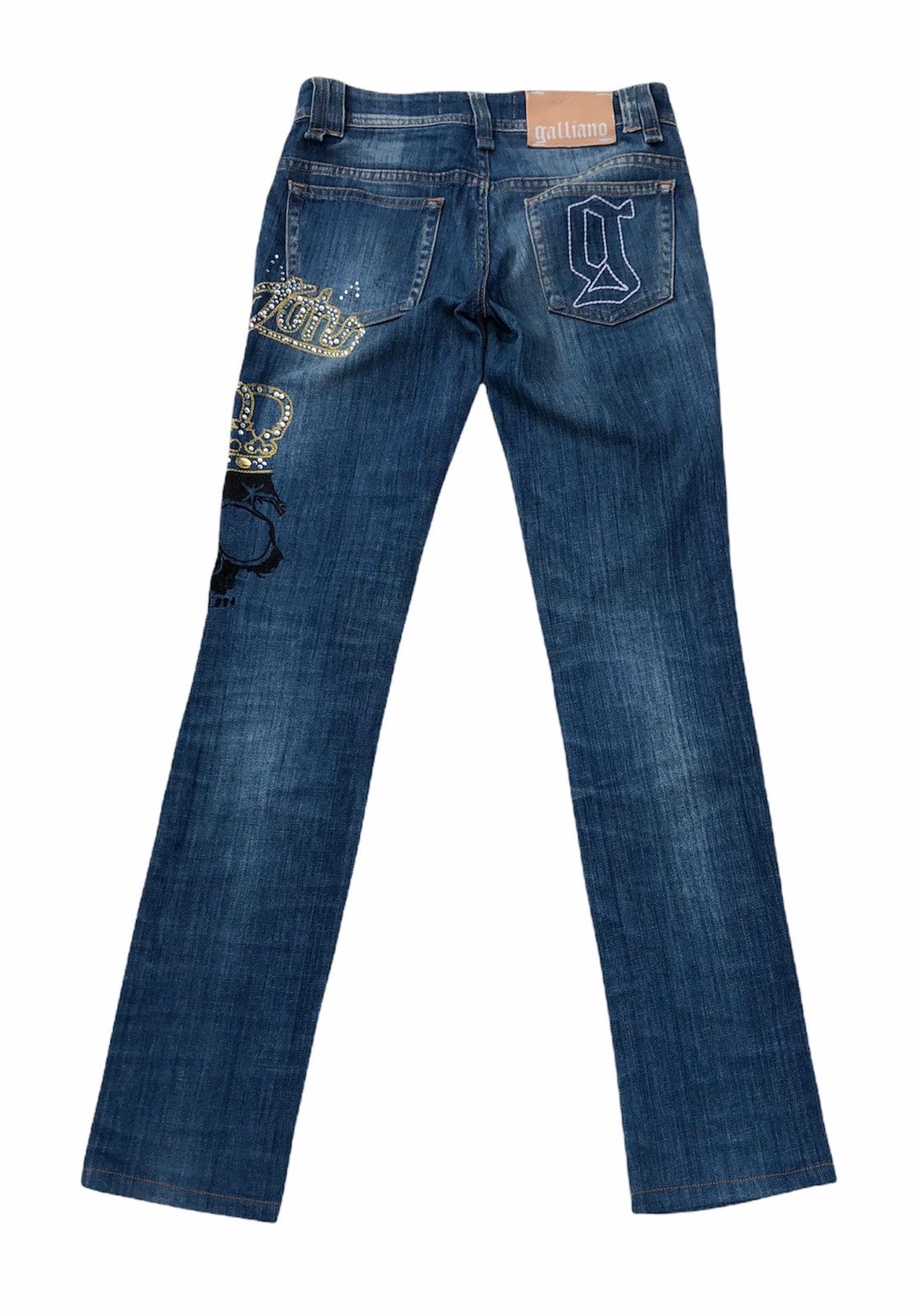 John Galliano 🔥Mega Rare🔥Galliano Crown Skull Skinny Lampo Zipper Jean Size US 27 - 2 Thumbnail