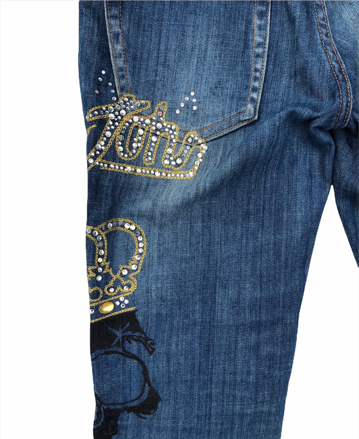 John Galliano 🔥Mega Rare🔥Galliano Crown Skull Skinny Lampo Zipper Jean Size US 27 - 10 Thumbnail