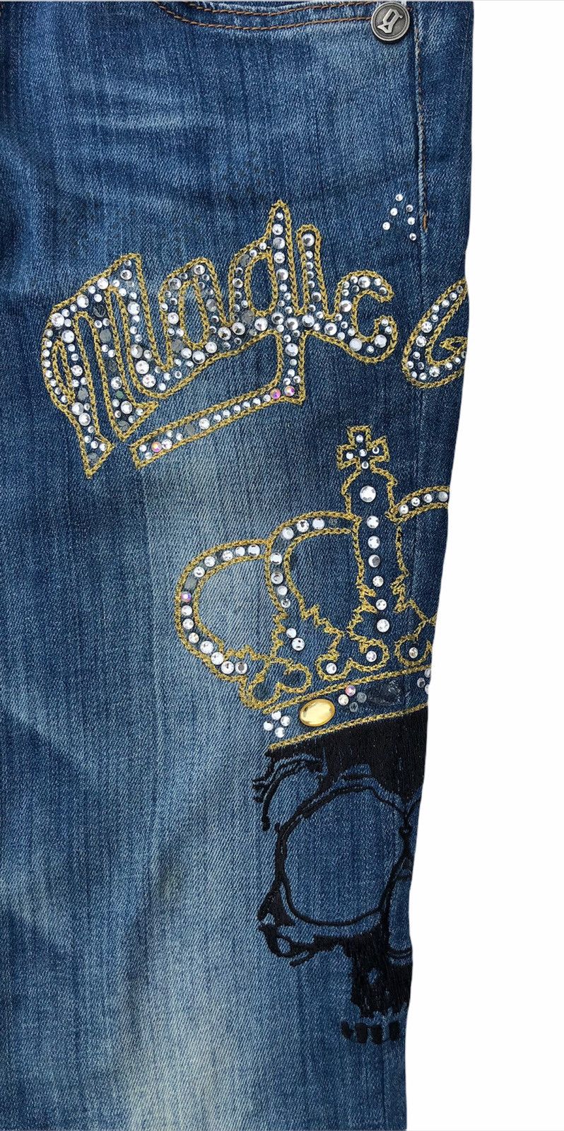 John Galliano 🔥Mega Rare🔥Galliano Crown Skull Skinny Lampo Zipper Jean Size US 27 - 9 Thumbnail