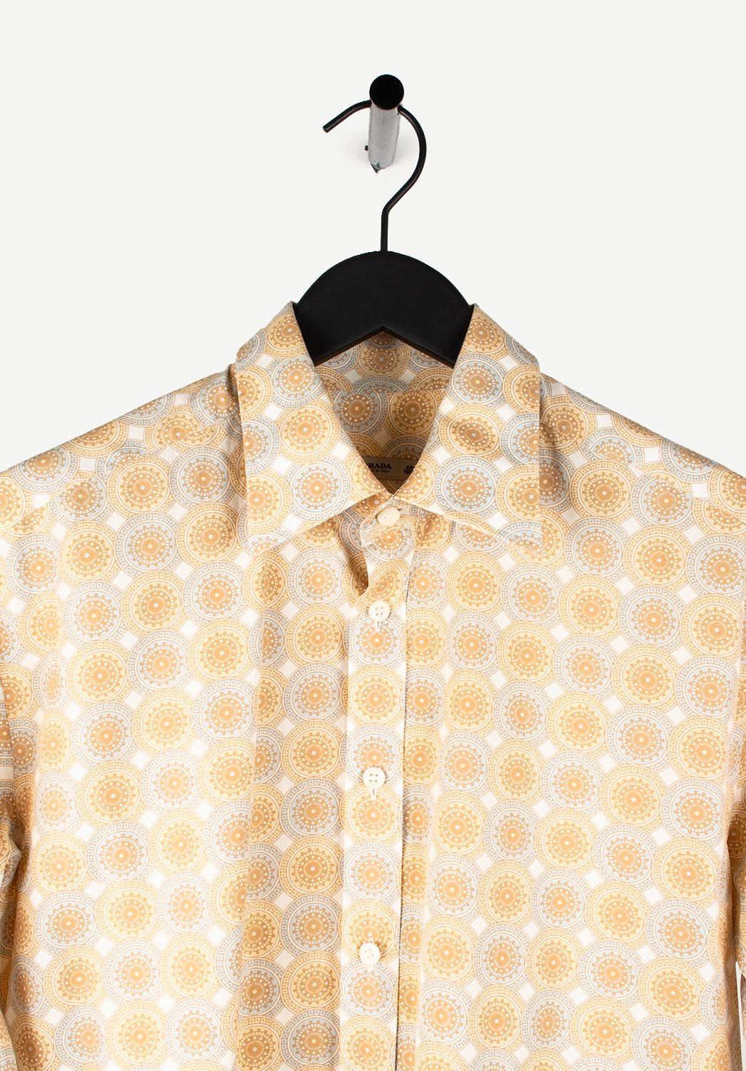 Prada Prada Men Yellow Shirt Printed Size 40/15.75 (L) H2690 Size US L / EU 52-54 / 3 - 2 Thumbnail