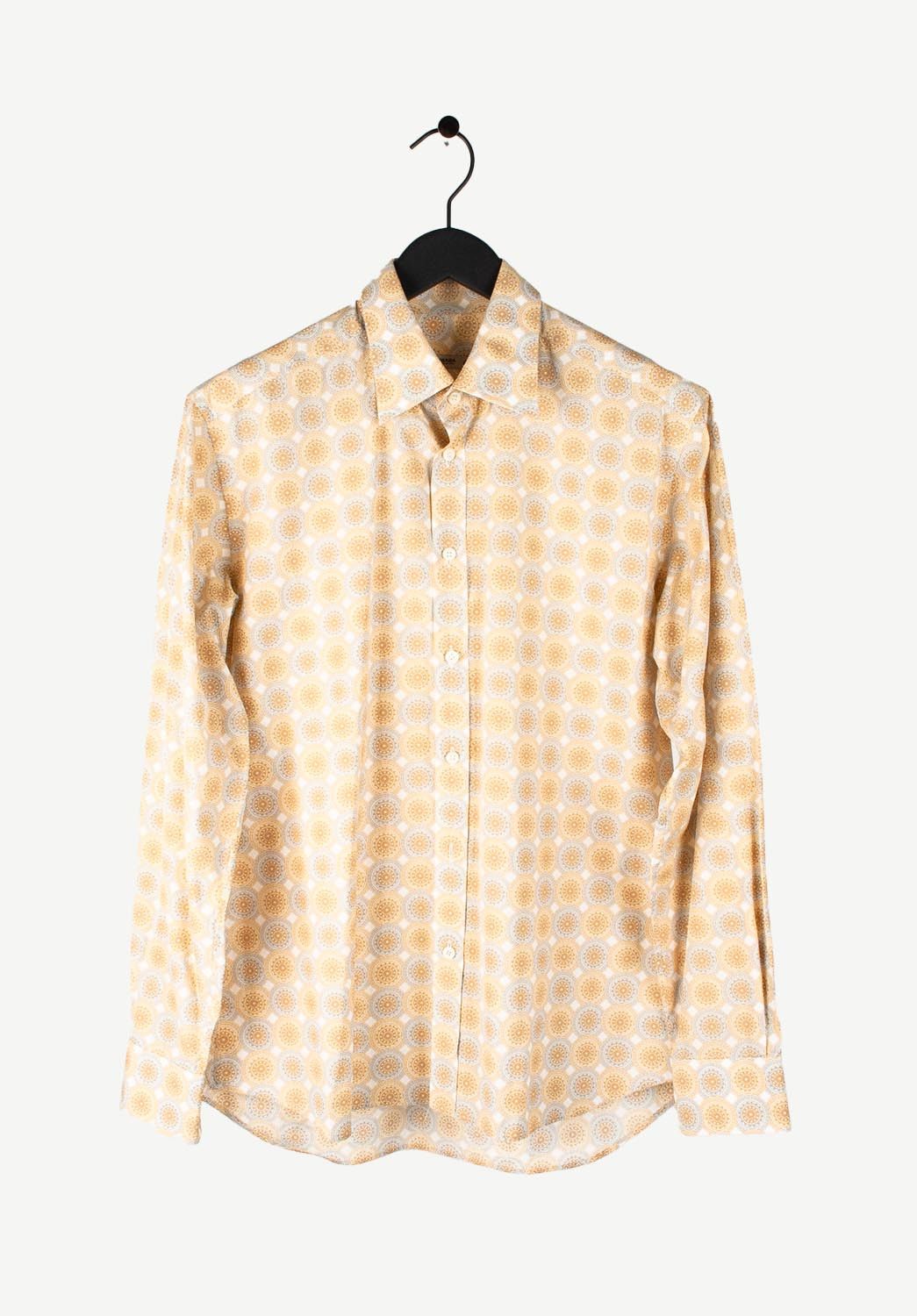 Prada Prada Men Yellow Shirt Printed Size 40/15.75 (L) H2690 Size US L / EU 52-54 / 3 - 1 Thumbnail