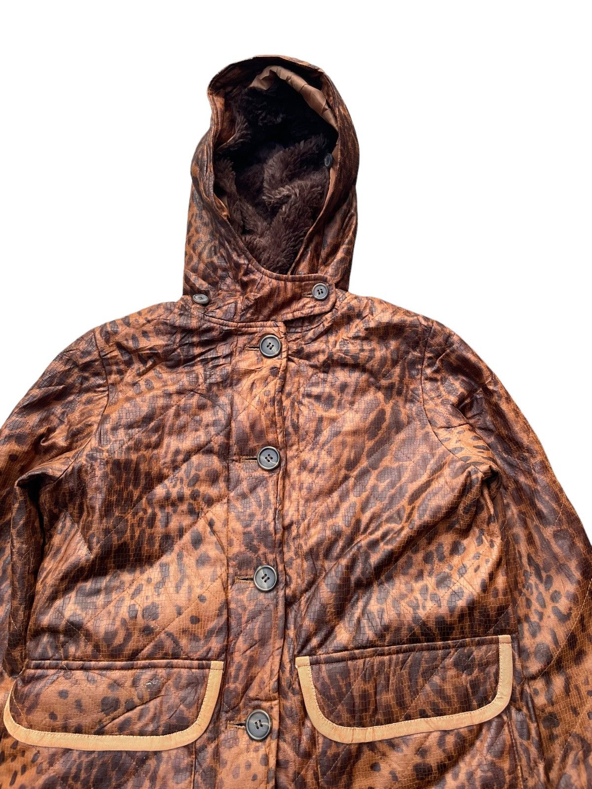 Barneys New York × Designer Barneys Newyork Leopard Design Parka Jacket Size S / US 4 / IT 40 - 4 Thumbnail