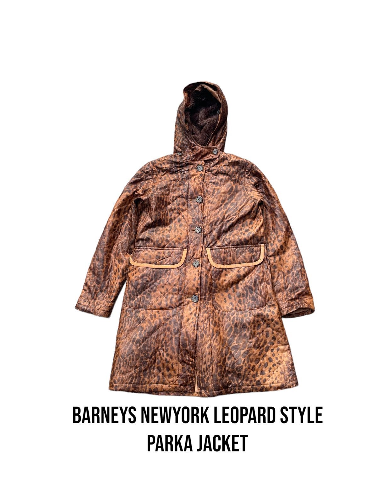 Image of Barneys New York Barneys Newyork Leopard Design Parka Jacket in Leopard Brow, Women's (Size Small)