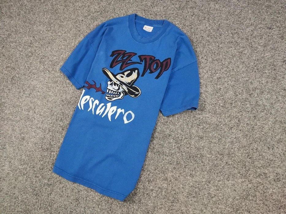 Band Tees Vintage 90's ZZ Top Mescalero Blue Tee Band Rock T shirt Size US XL / EU 56 / 4 - 2 Thumbnail