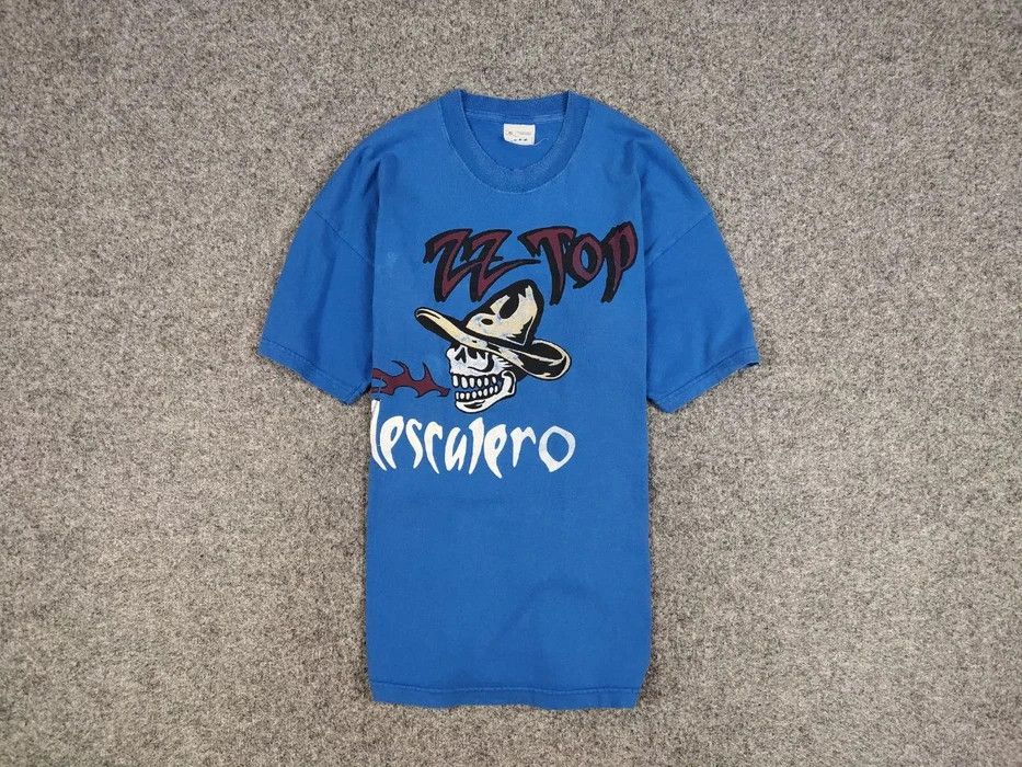 Band Tees Vintage 90's ZZ Top Mescalero Blue Tee Band Rock T shirt Size US XL / EU 56 / 4 - 1 Thumbnail